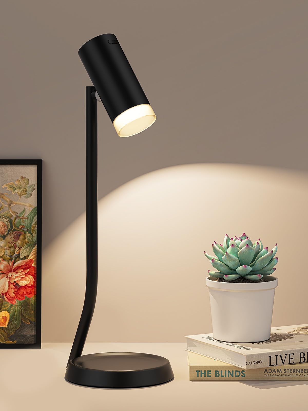 Pesuten Cordless Table Lamps, Battery Operated Portable Table Light With Magnetic Adjustable Angle Head, 5000Mah Rechargeable Lamp With Cct Dimming For Patio Party Restaurant Dining Home 1 Pack