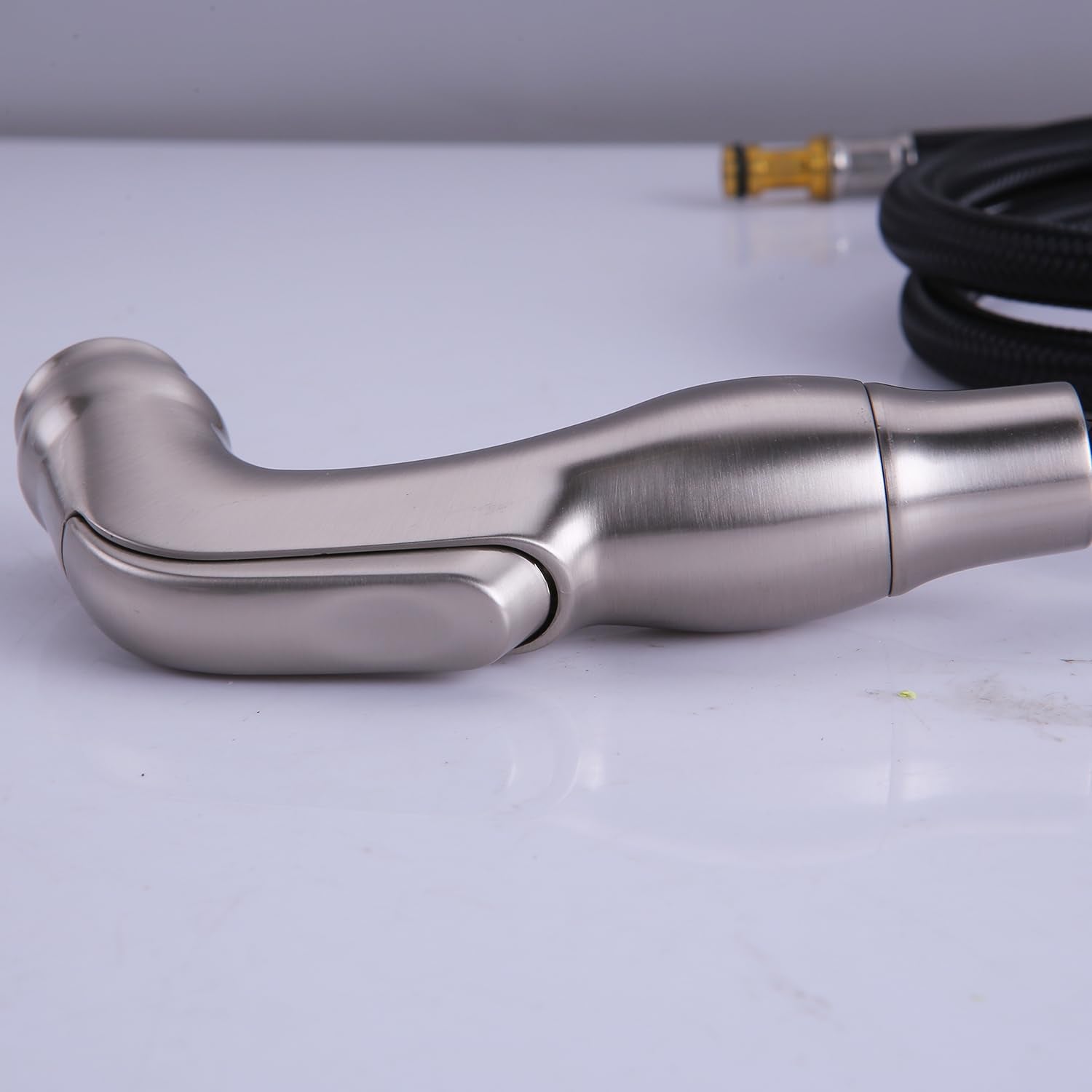 Liberaquar Kitchen Sink Side Sprayer Side Connector Compatible With Moen Faucet Head Replacement, Kitchen Sink Faucet Sprayer Attachment With Water Hose/Holder, Brushed Nickel Finish