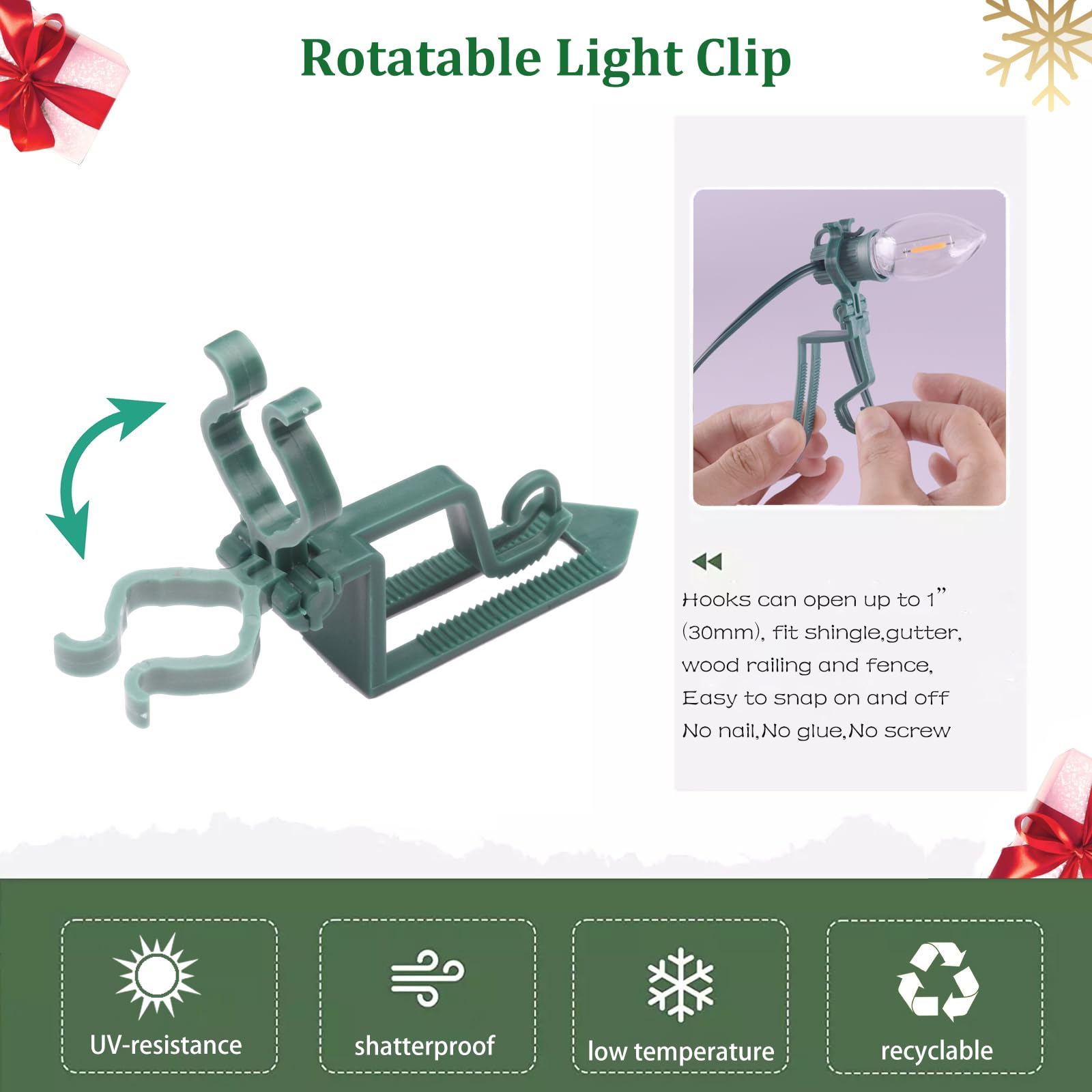 Niosta C9 Outdoor Christmas Lights,132Ft 200 Lights,C9 String Lights With Quick Clips,For Xmas House Roof Gutter,Plug In & Connectable, Multicolor