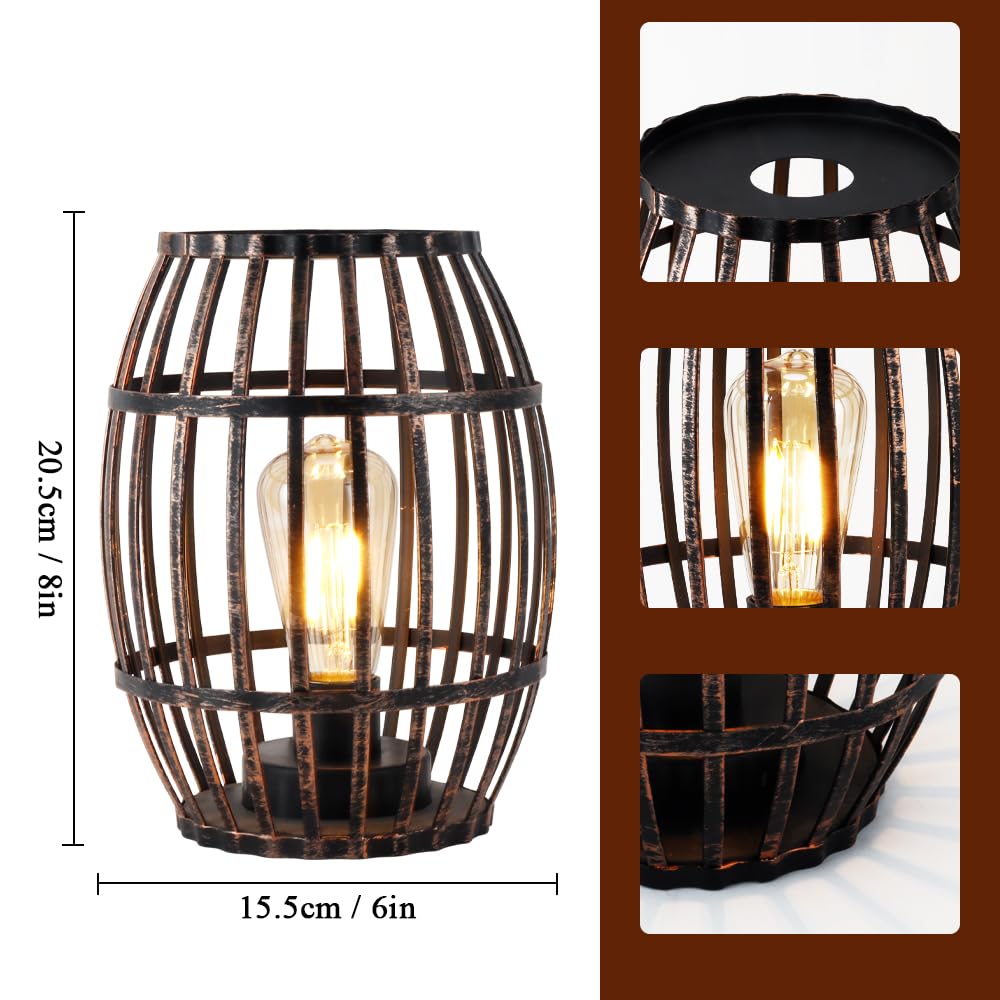 Jhy Design Decorative Table Lamp Battery Powered 8“H Cordless Metal Wine Cork Holder Lamp With 6-Hour Timer For Tabletop Home Patio Dining Room Living Room(Black Brushed Gold)