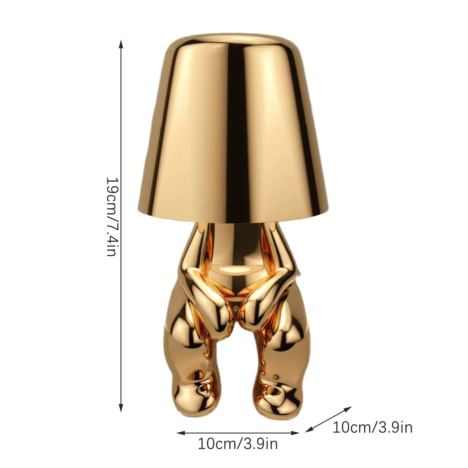 Naisian Wertsw Bedside Touch Control Table Lamp, Gold Decor Thinker Statue Led Table Lamp With Usb Port, 3 Way Dimmable Modern Night Light Nightstand Lamp For Home Living Room Office Shelf Decor