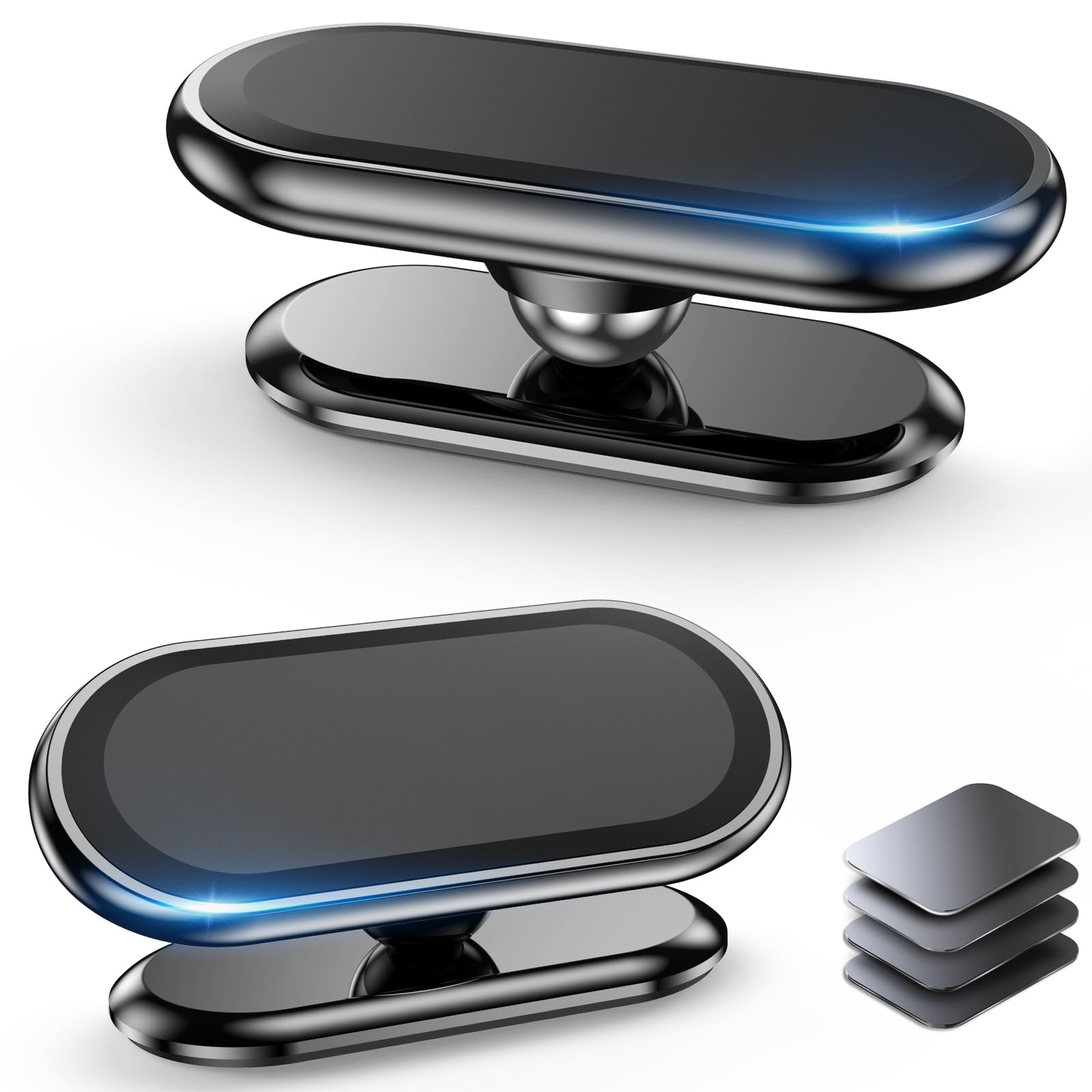 Coolpow 【2-Pack】Magnetic Phone Holder For Car, [ Super Strong Magnet ] [ With 4 Metal Plate ] Cell Phone Carmount For Iphone Magnetic [ 360° Rotation ] Universal Dashboard Adhesive Car Magnetic Phone Mount