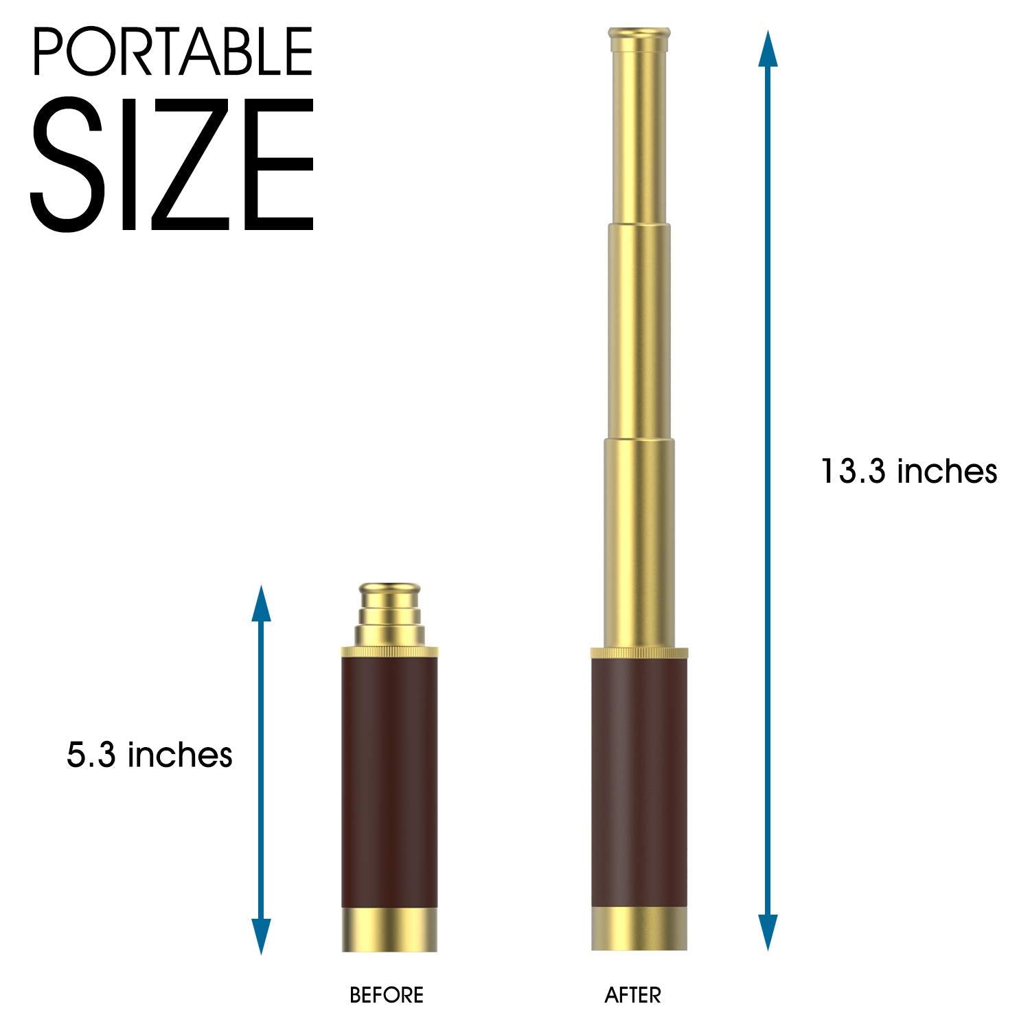Sszs Pirate 25X30 High Powered Zoomable Collapsible Monocular Brass Spyglass Handheld Waterproof Telescope For Bird Watching Hunting Hiking Travelling