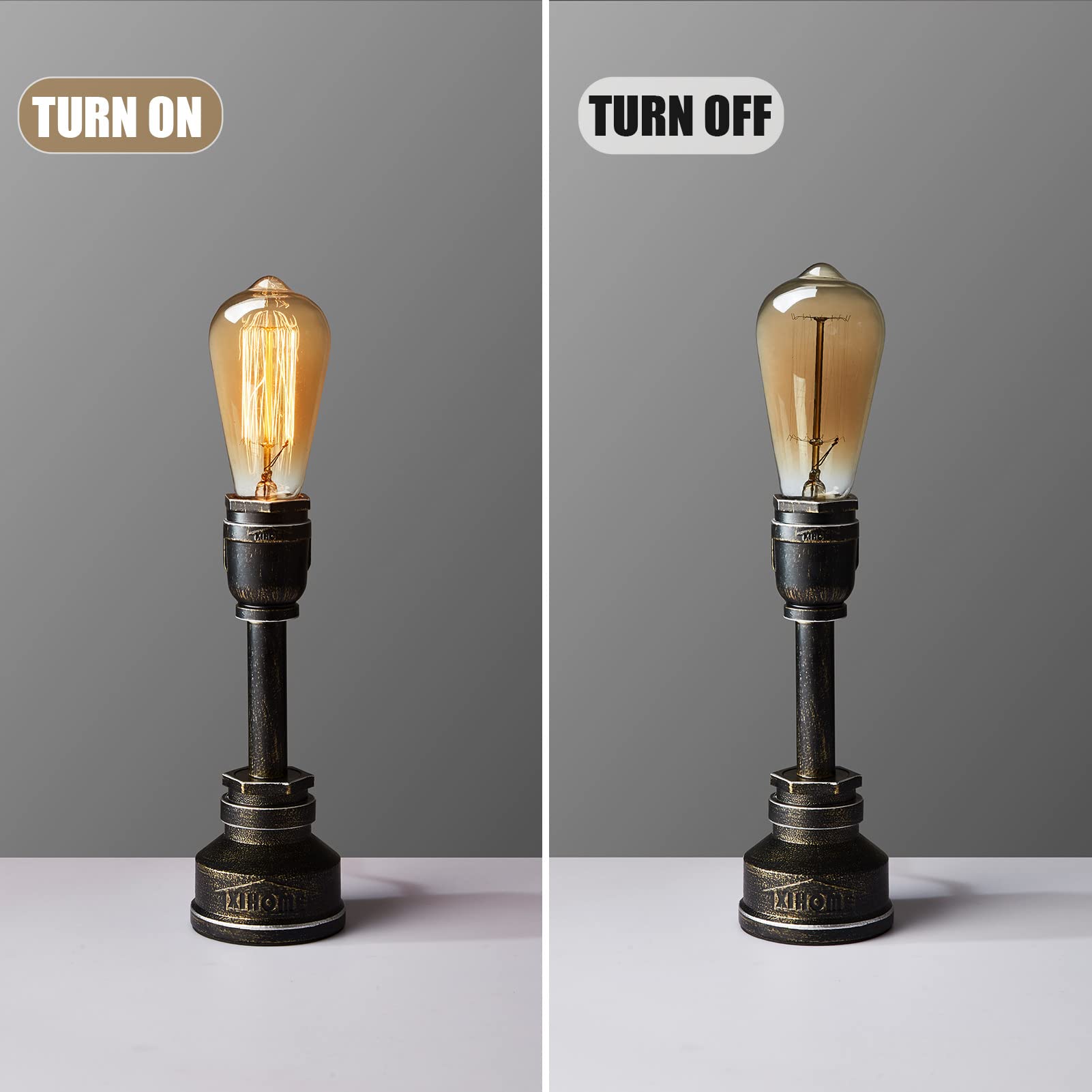 Xihome American Village Style Desk Light Creative Table Lamp Alloy Metal Water Pipe Table Night Lights, Bedside Desk Lamps, Industrial Steampunk Retro Base E26 Holder Fitting Lighting Fixture, No Bulb