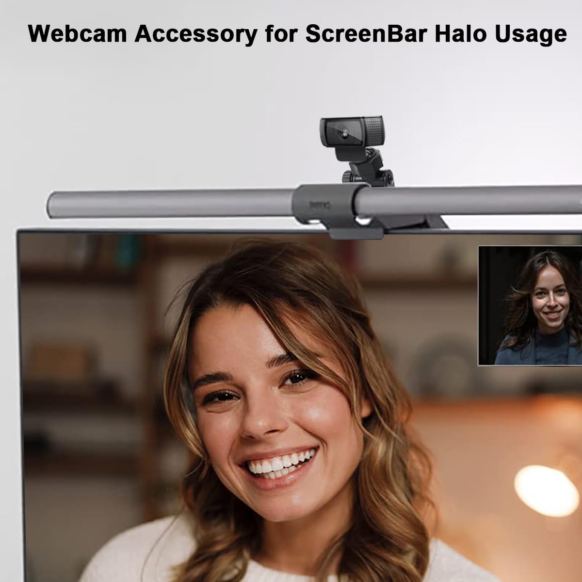 Jcwiny Web Cam Accessory Screenbar Halo, Webcam Stand For Monitor Light Bar Angle Adjustable Computer Light Webcam Mount For Benq Quntis Monitor Lamp Super Strong Nano Adhesive Mount