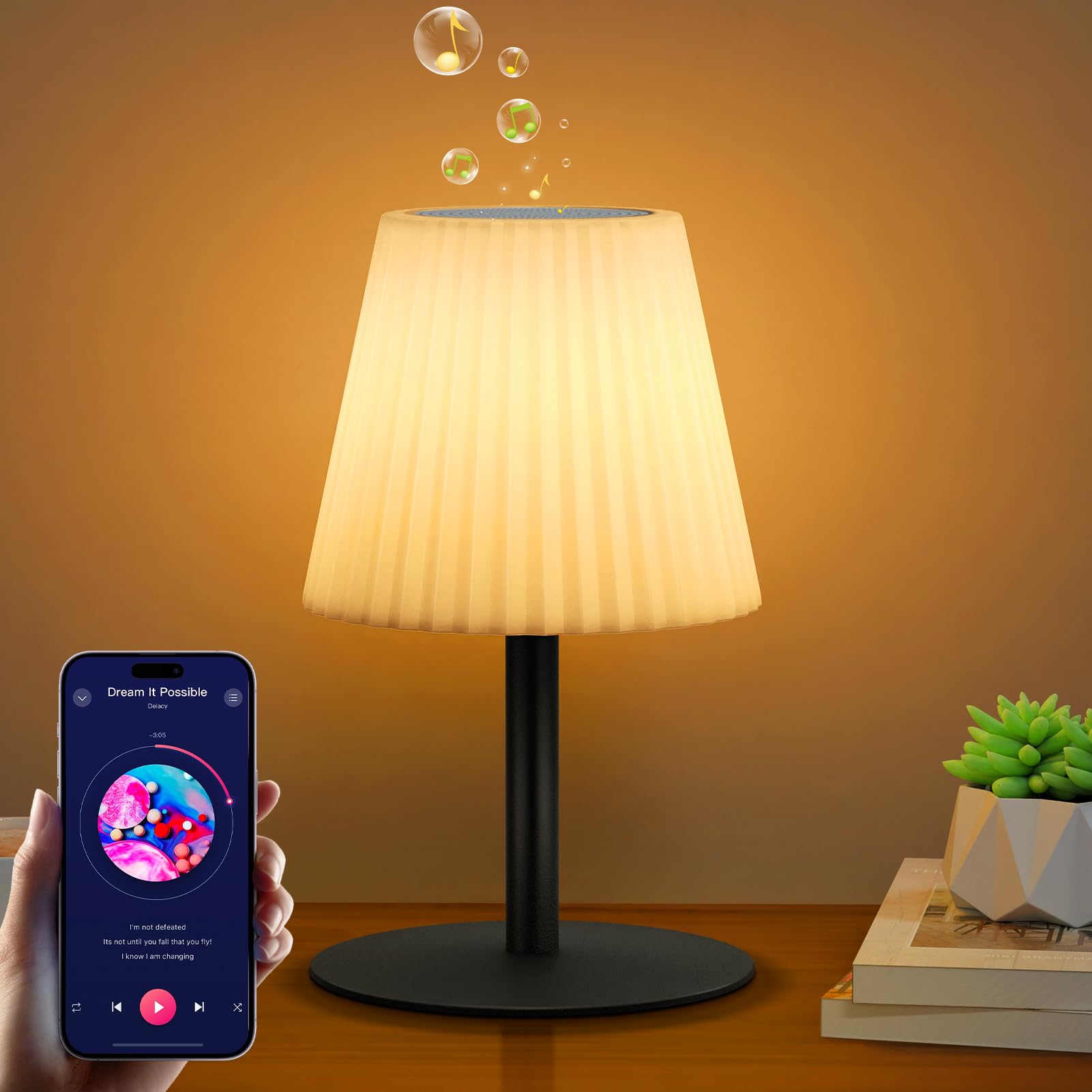 Nicebuy Shower Lamp With Speaker Cordless Outdoor Speaker Table Lamp With Rgb Lights, Usb Rechargeable Portable Water-Resistant For Outdoor & Indoor, Suitable For Patio Garden And Party