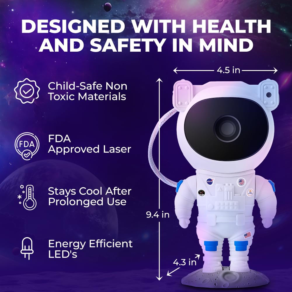 Mind-Glowing Astronaut Galaxy Projector - Spaceman Projector With Remote, Timer, Star & Nebula Modes - Dimmable Astronaut Night Light For Kids Space Decor - Cool Birthday  For Any Year Old Boys