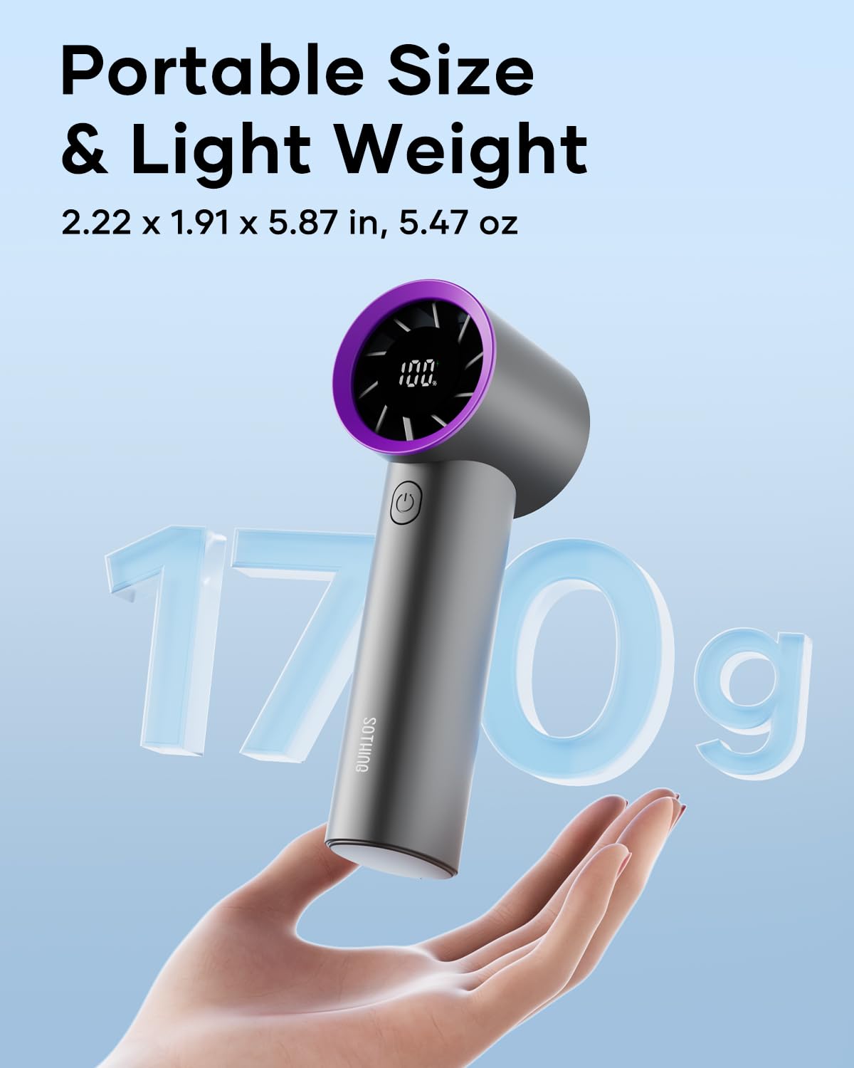 Portable Hand Fan - 15000Rpm Turbo Fan Handheld For Travel With High Speed, 11Hrs Battery