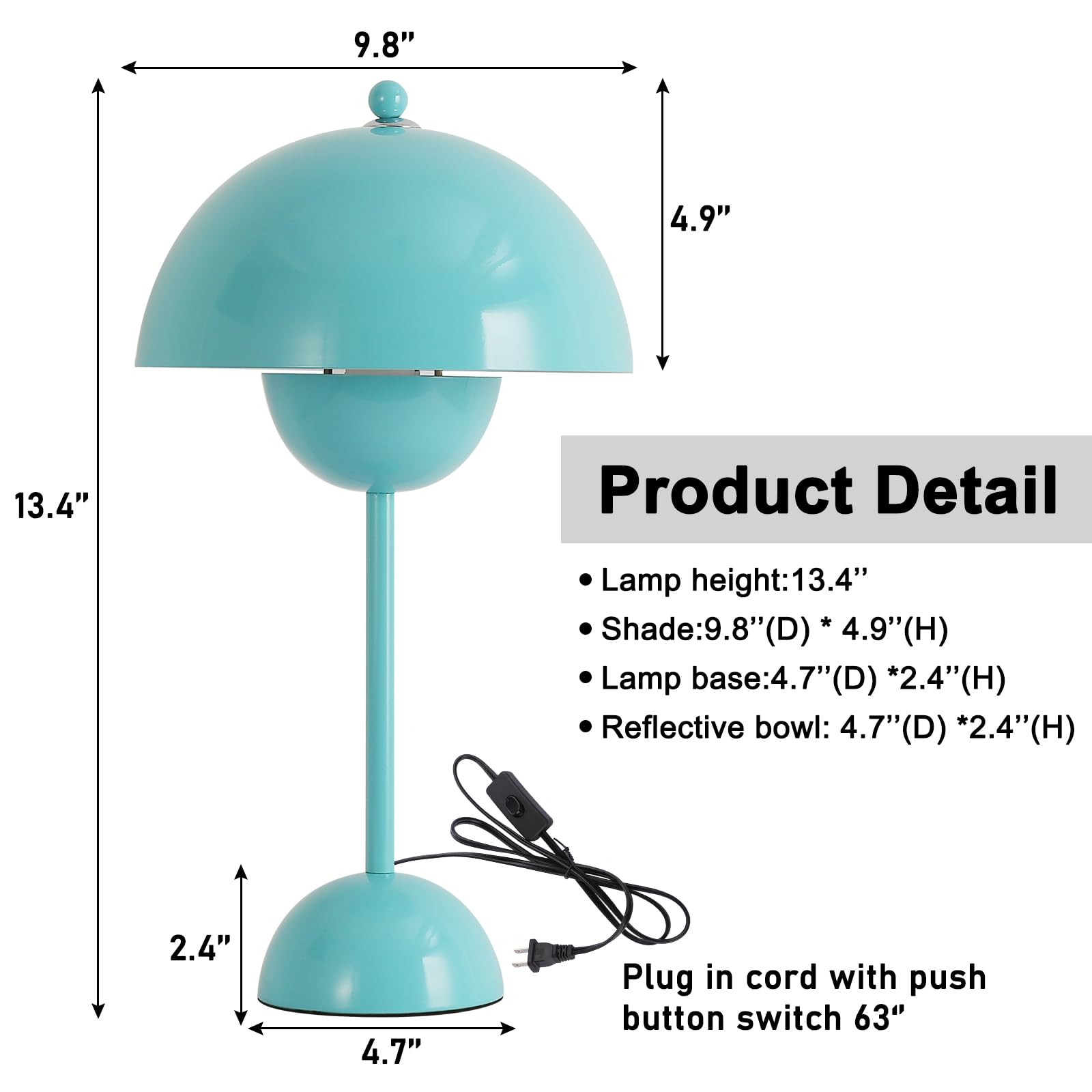 Cosylux Modern Small Table Lamp For Bedroom, Cute Dome Shade Reflecting Light Reading Lamp For Living Room, Kid'S Room, Study, Office, Beside Bedside Nightstand Desk Lamp(Light Green)