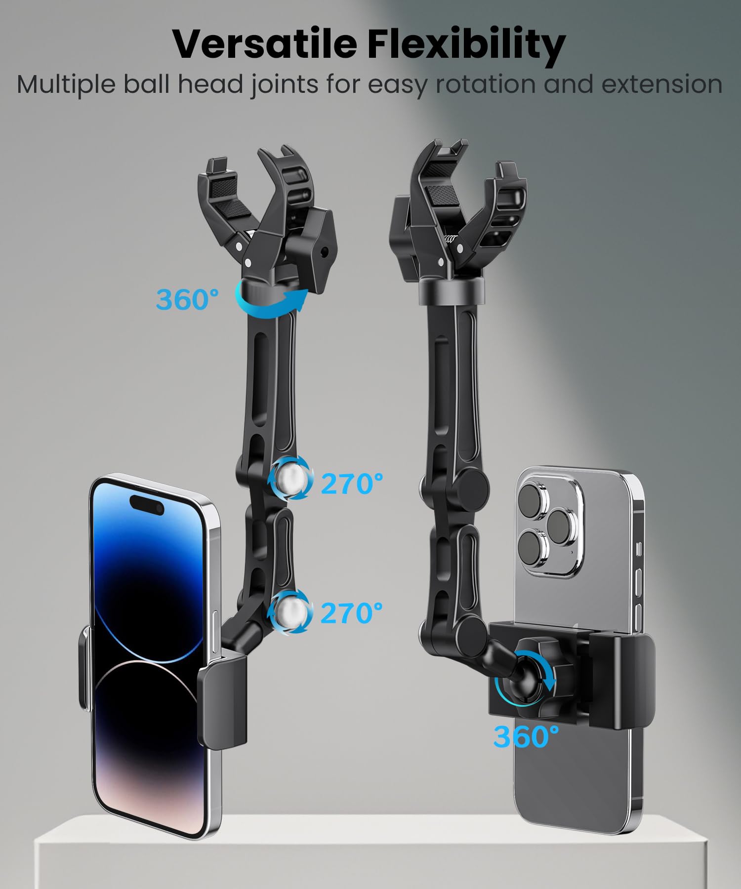 Karmus Rear View Mirror Phone Holder, Aluminum Alloy Mount Car Phone Holder Universal Rotatable And Retractable Rearview Mirror Phone Mount For Car Truck
