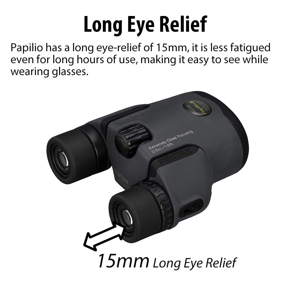 Pentax Papilio Ii 6.5X21 Binoculars (Gray) Suitable For Watching Objects Both Close-Up And Far Away