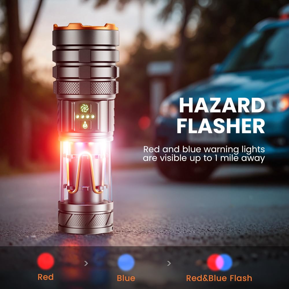 Shilipai Torches Led Super Bright 5000 High Lumen, Rechargeable Torch With Camping Light, Zoomable, 11 Light Modes, Long Battery Life, Waterproof Powerful Utility Torch For Camping, Dog Walking, Emergency
