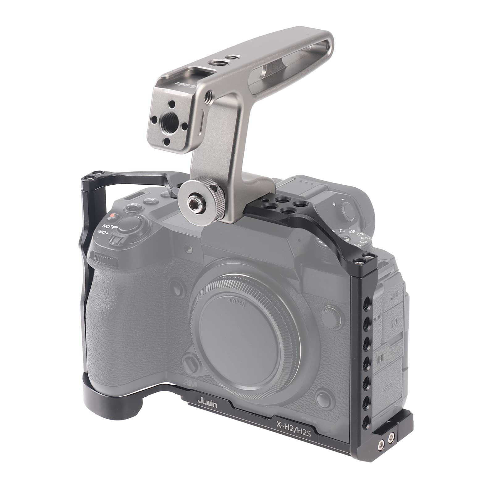 Focusfoto Camera Cage Video Filmmaking Stabilizer Rig Aluminium Alloy Extension Frame With Cold Shoe And 1/4" 3/8" Screw Mouting For Fujifilm X-H2/X-H2S Camera