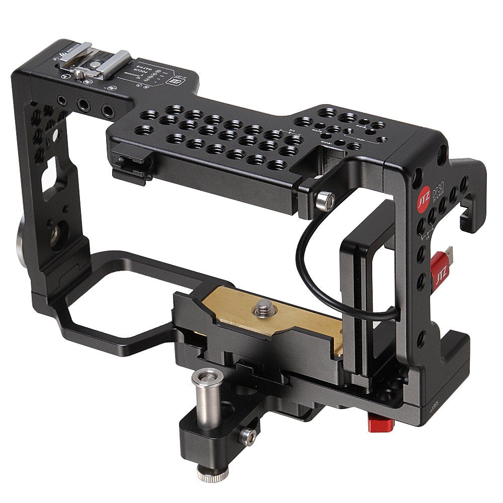 Jtz Dp30 Camera Cage Video Stabilizer With Quick Release Plate And Hot Shoe For Sony A6000 A6300 A6500 Dslr Camera Flash Speedlite,Compatible With Js-7 Cage