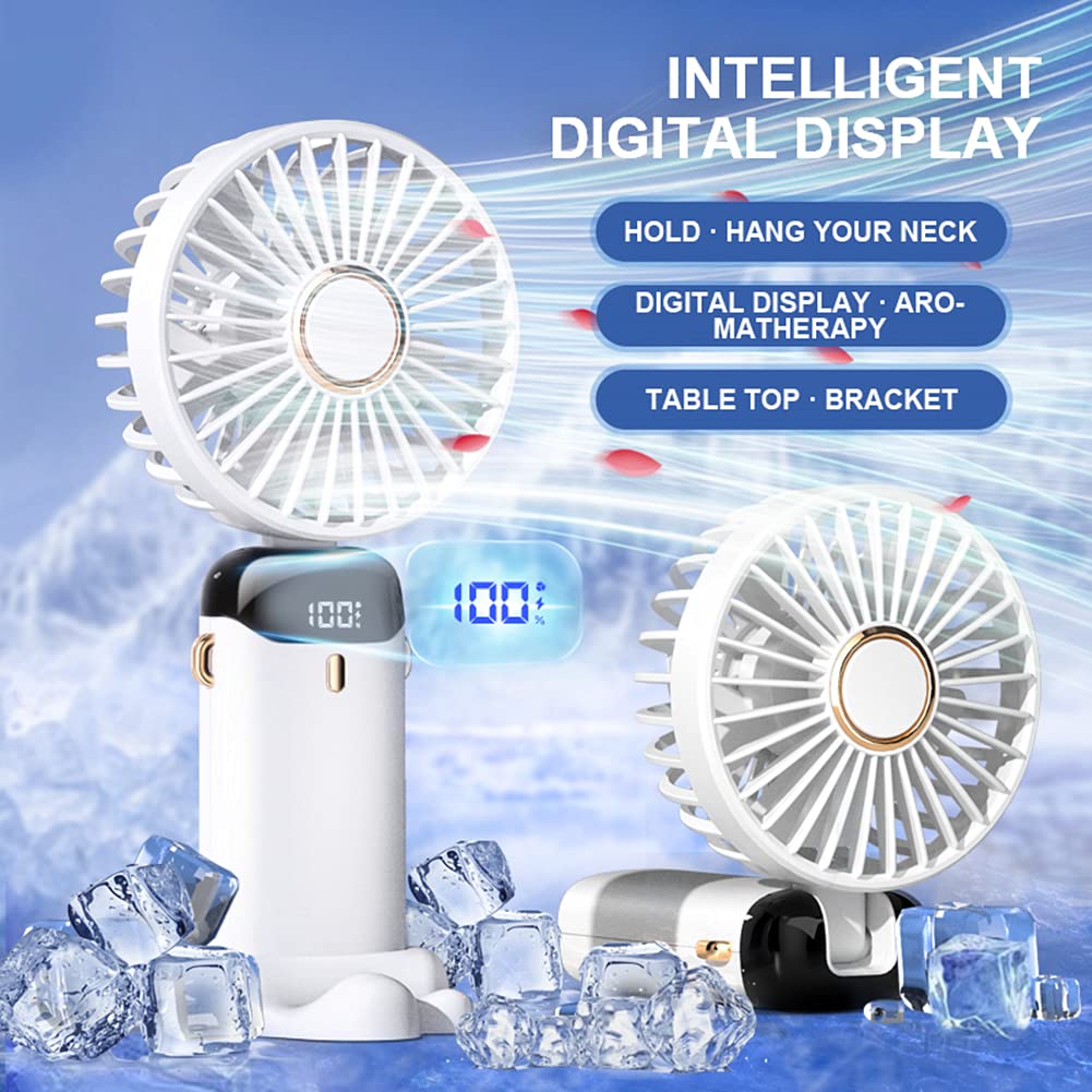 Handheld Portable Fan,Mini Personal Foldable Hand Fan,4000Mah,Usb Rechargeable,5 Adjustable Speeds