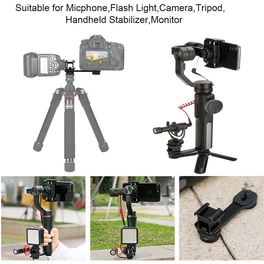 Senmubery Triple Cold Shoe Mount Universal Bracket Holder For Led Video Light Dslr Phone Gimbal Stabilizer