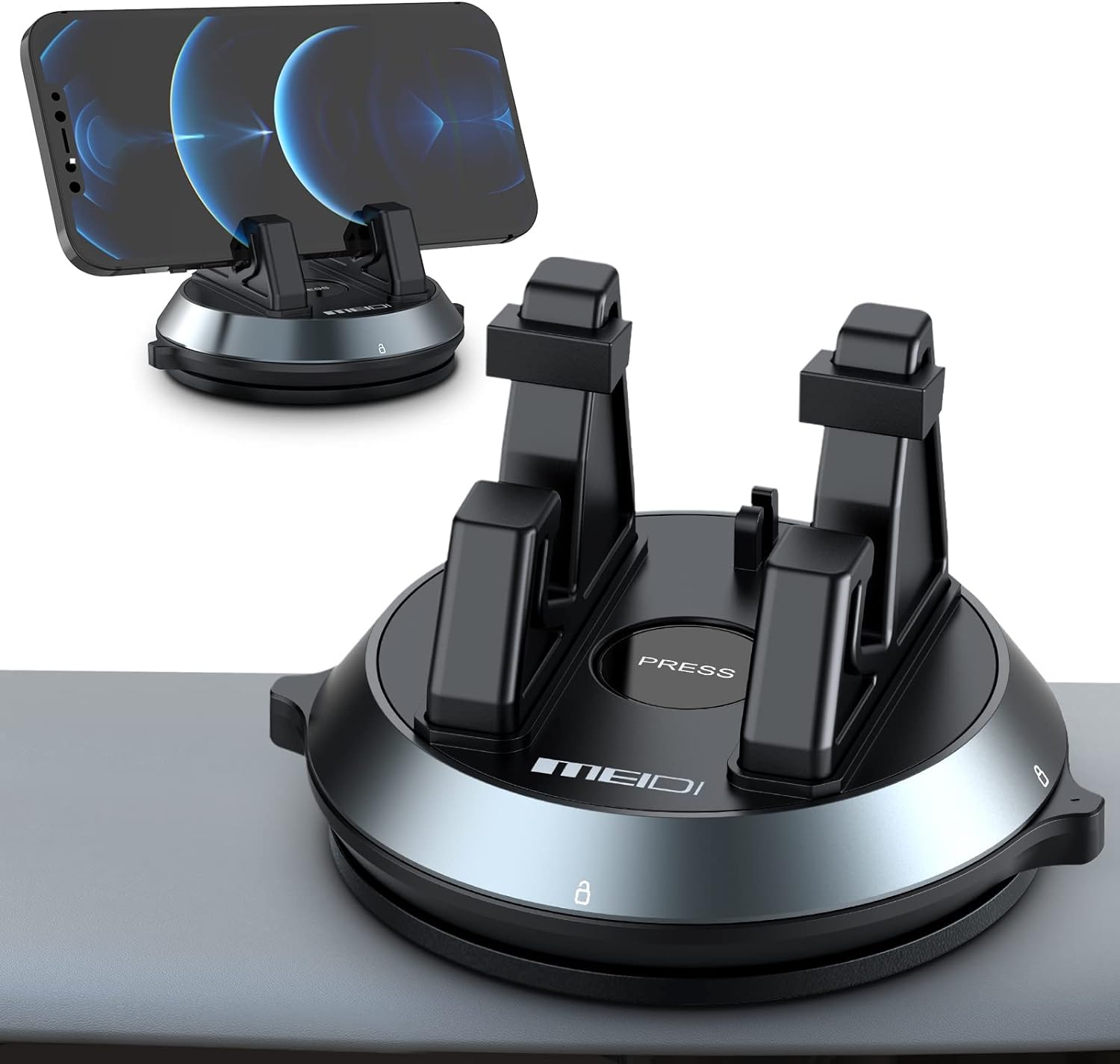 Meidi Dashboard Phone Holder, Car Phone Holder Mount, Removable Car Cell Phone Cradle, 360°Rotatable Car Mat Compatible With Iphone,Samsung,Android Smartphones