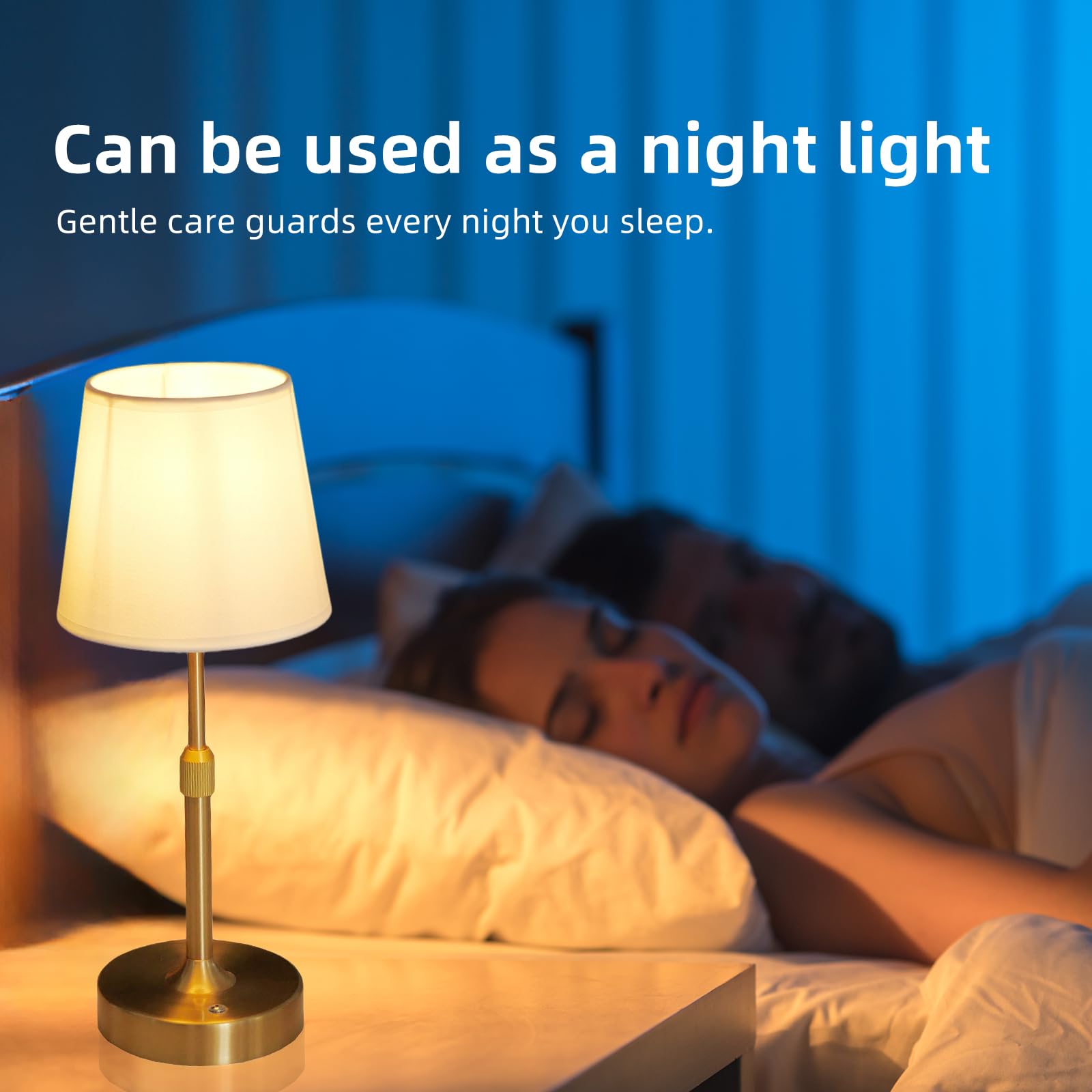 Bwhshk Usb Rechargebale Lamp For Bedroom,Adjustable Desk Lamps,Reading Night Lights,Metal Round Line Fabric Table Lamp For Living Room (Gold)