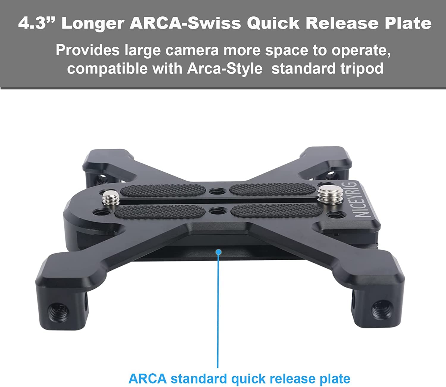 Niceyrig Quick Release Plate For Arca-Swiss Standard, Tripod/Ground Shooting Switch Plate With Four-Feet Stand Support For Heavy Camera, Camcorder - 520