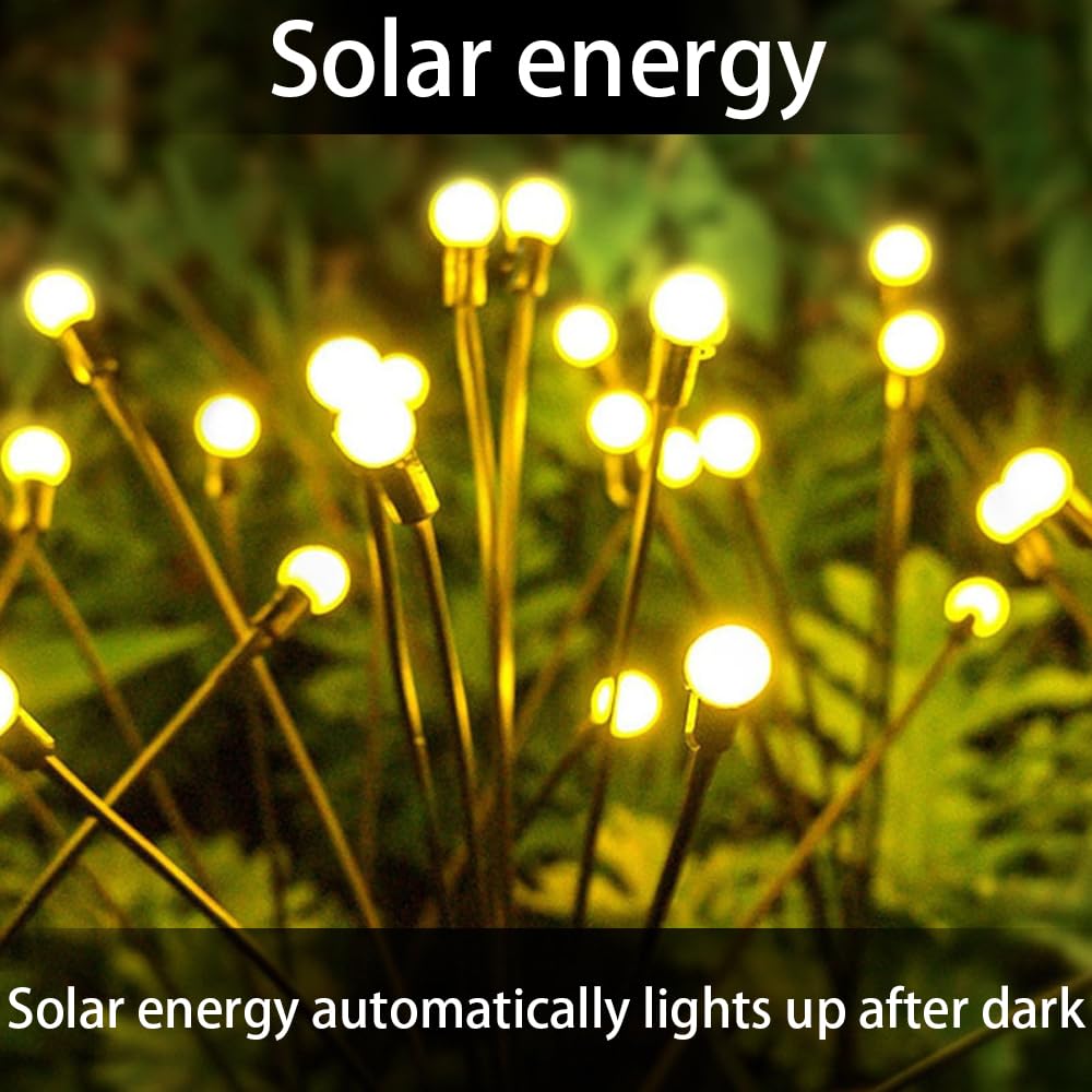 Heixry Solar Swaying Light 8 Leds Solar Garden Lights Outdoor Waterproof Swaying Solar Garden Lights Firefly Lights For Garden Yard Patio Pathway Decoration Warm White (4Pcs)