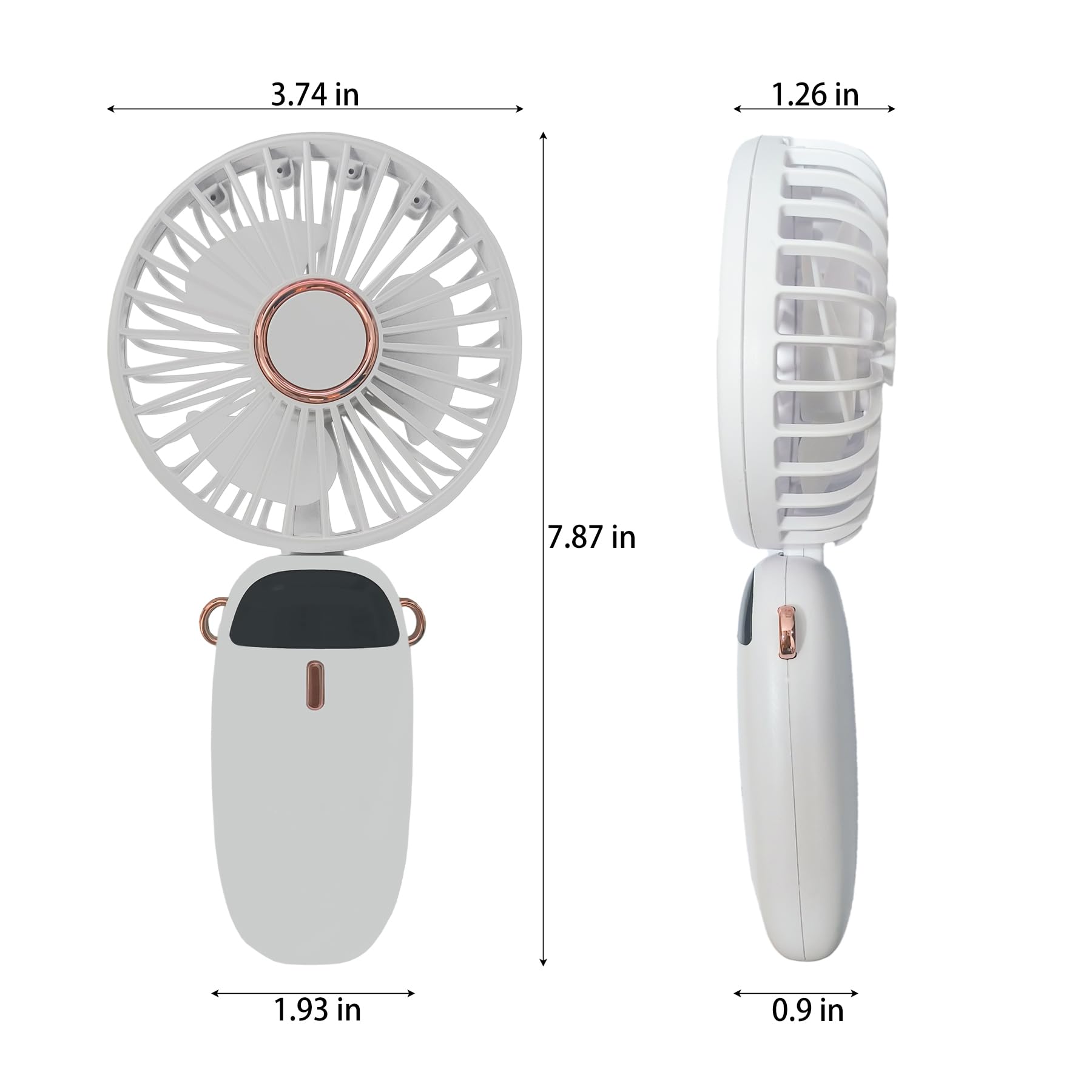 Portable Handheld Fan Small Hand-Held Flat Fans Type-C Rechargeable 2000Mah Desk Personal Fan