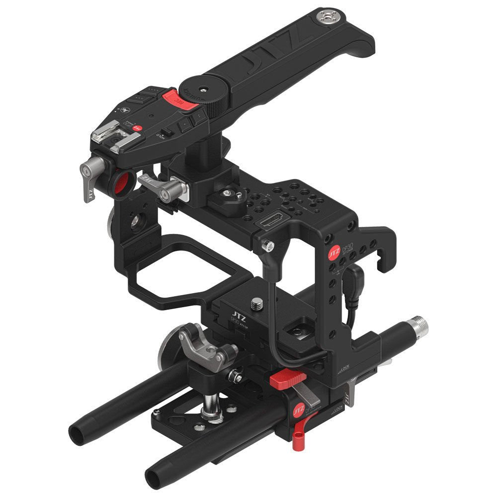 Jtz Dp30 Jl-Js7 Electronic Camera Cage Video Stabilizer Rig + 15Mm Rail Base Plate, Top Handle For Sony A9/A7Iii/A7Riii/A7Siii/A7Riv Mirrorless Camera Zoom, Focus, Rec Start/Stop