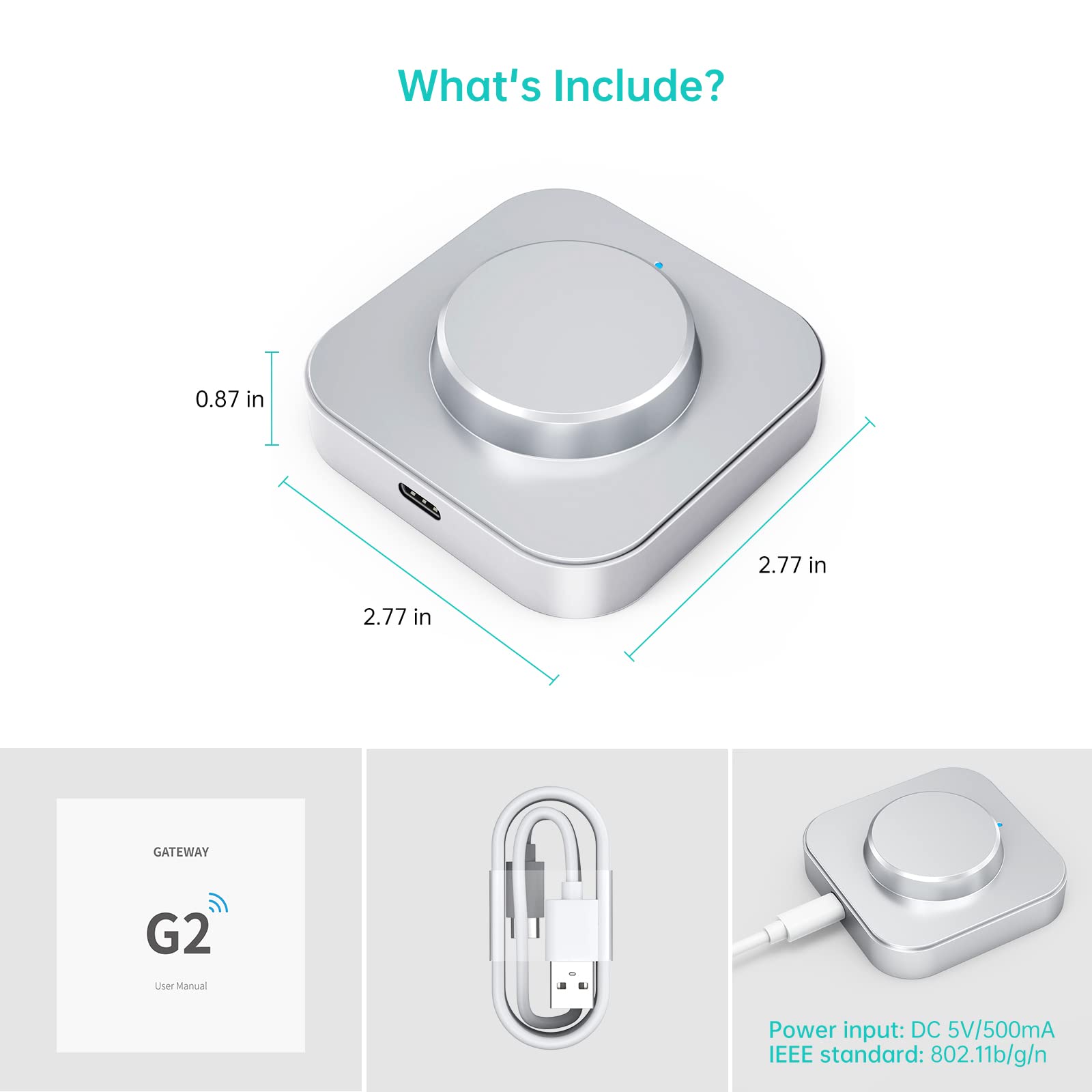 Hornbill Wifi G2 Gateway Remote Control For Smart Door Lock, Wifi Hub/Bridge For Smart Lock Controlled By Tt Lock Next Lock App,Compatible With Alexa Voice Control, Work For 2.4 Ghz Wifi