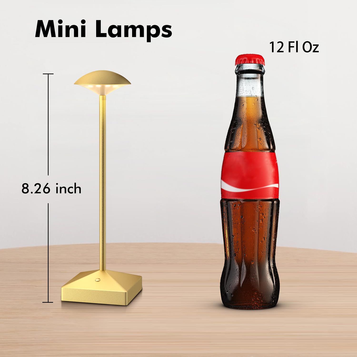 Funtaphanta 3 Pack Gold Small Cordless Table Lamps Rechargeable, Battery Operated Mini Lamp, Small Lamp Touch Portable Table Lights, Led Night Light For Bedside/Bathroom/Desk/Outdoor (Gold-B)