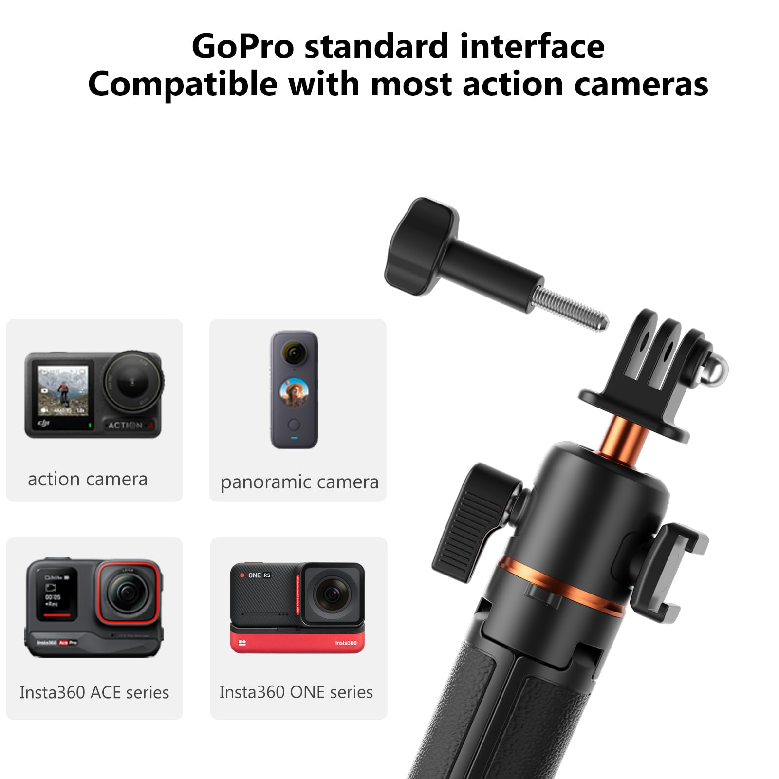 Vrig 21" Extendable Selfie Stick Tripod For Gopro, 360° Ball Head, Arbitrary Angle Adjustable Compact Camera Tripods For Gopro Hero 13 12 11 10 9 8 7/Dji Action 5 4 3/Insta360 Ace Pro