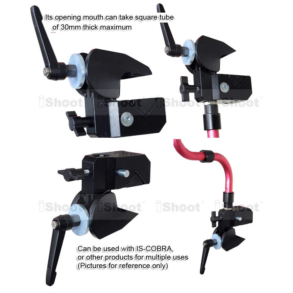 Ishoot Super Strong Universal Metal Photo Photography Camera Crab Clamp Holder For 5Cm Round Tubes Tripod Light Stand Boom & 3Cm Square Tube Desk Bookshelf Wooden Board
