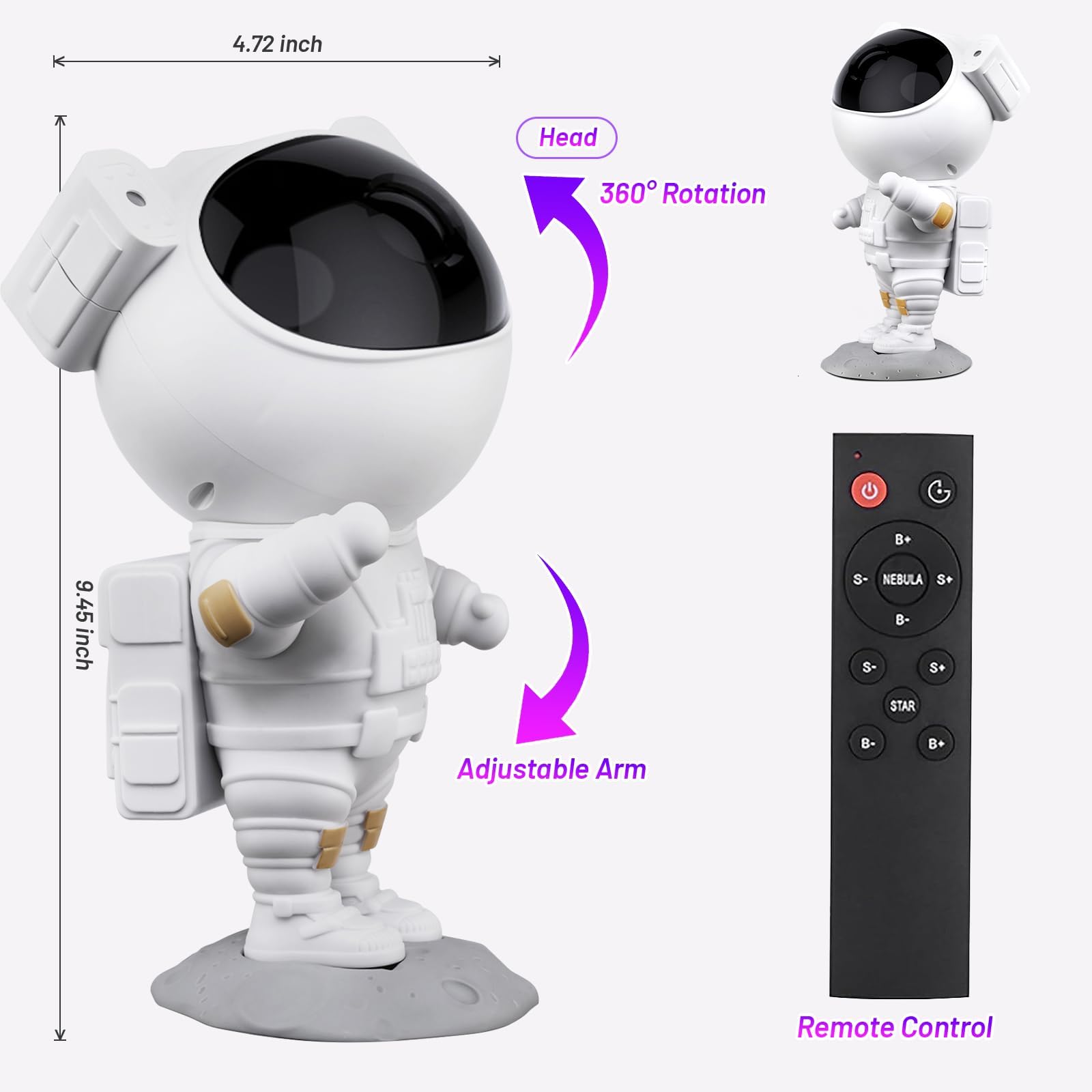 Staperfo Astronaut Galaxy Projector Night Light - Stars Projector For Ceiling With Timer And Remote,  For Kids Adults For Bedroom, Birthdays,Christmas