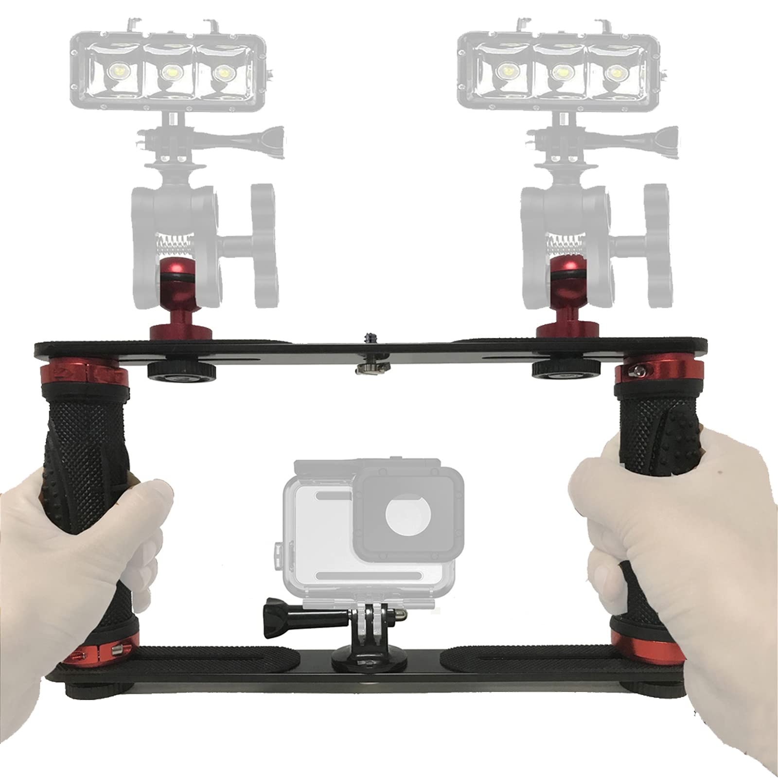 Pmsanzay Aluminium Alloy Underwater Lights Dive Light Video Light Stabilizer Tray Handheld Handle Stabilizer Support Bracket Camera Mount For Action Camera And Any Other Camera With 1/4 Inch Screw Hole
