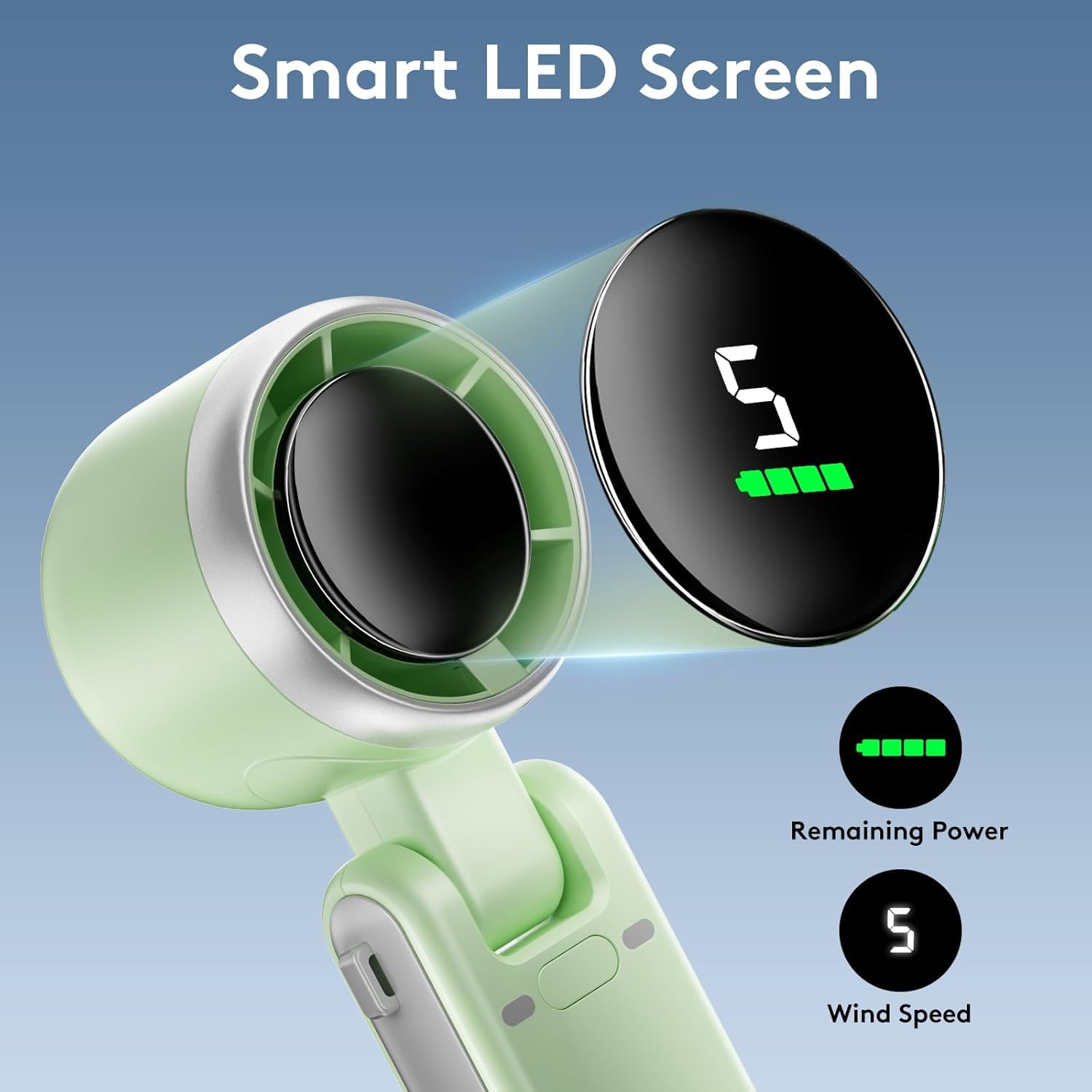Portable Handheld Mini Fan, Foldable Powerful Winds Turbo Fan, 9000Mah Battery & 50000Rpm Speed, Usb