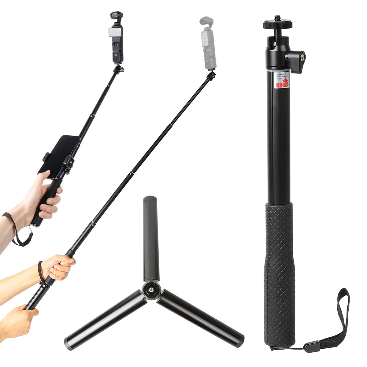 Leenconghui 37Inch Selfie Stick Gimbal Extension Pole+Tripod Mount Kit Fit For Dji Osmo Pocket 3
