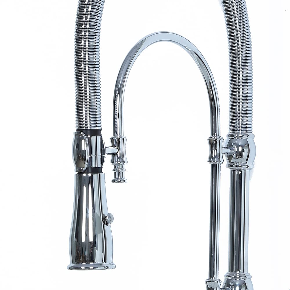 Kunmai High Arc Swirling Dual-Mode Pull-Down Kitchen Faucet With Porcelain Handle,Chrome