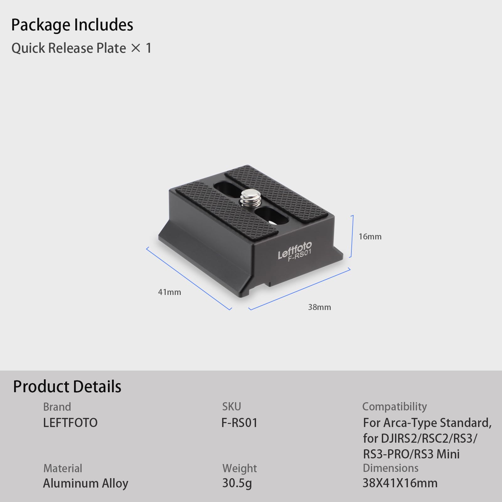 Leftfoto Camera Quick Release Plate For Dji Rs2/Rsc2/Rs3/Rs3-Pro/Rs3 Mini Cimbal Stabilzer Accessories