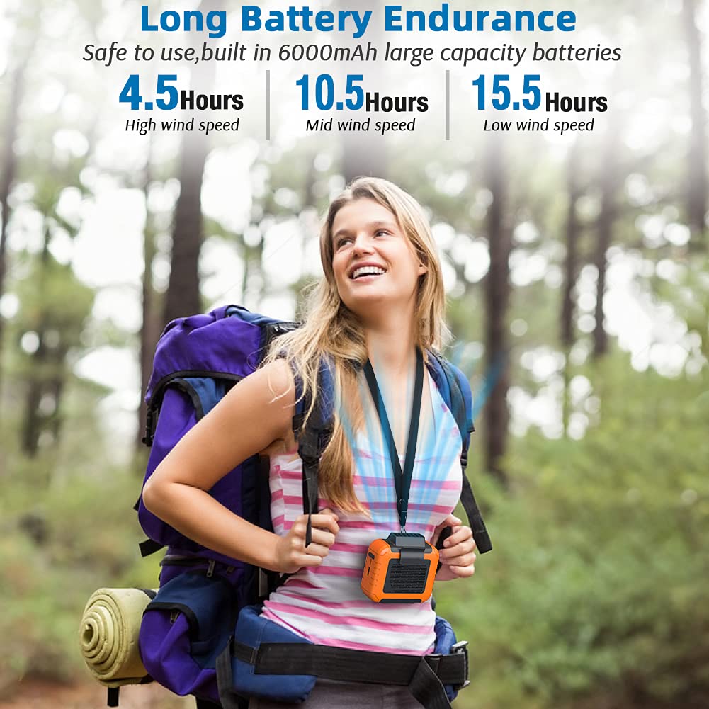 Slenpet 6000Mah Portable Waist Clip Fan With 23H Working Time, 6200Rpm Strong Airflow, 3 Speeds