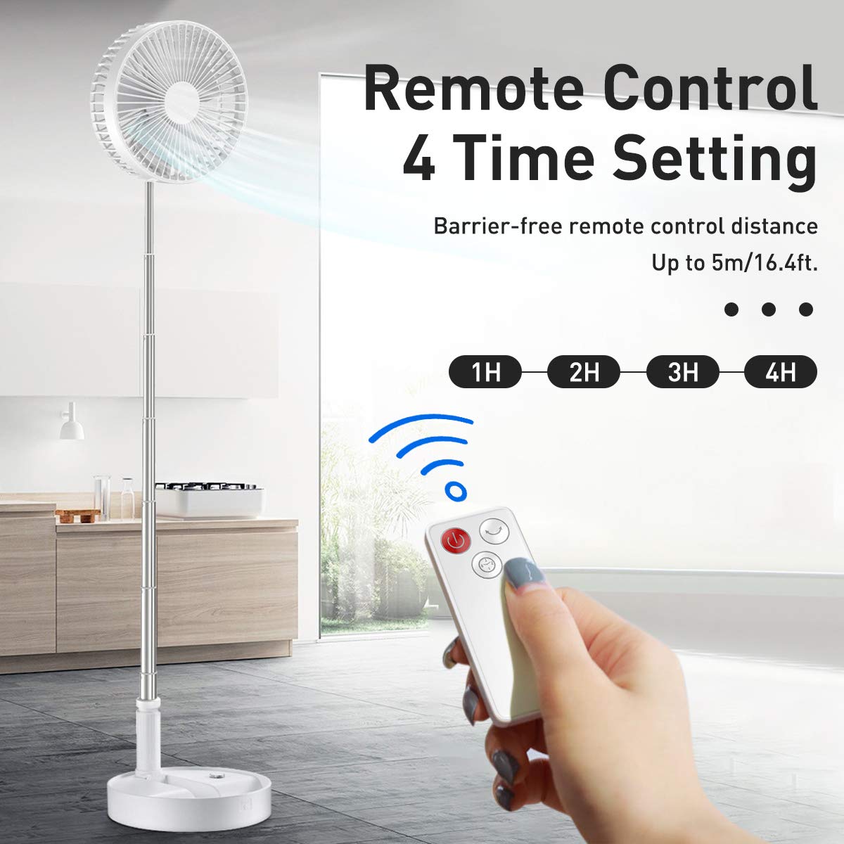Aicase folding stand fan, USB rechargeable with 7200mAh battery, perfect for desk or floor cooling