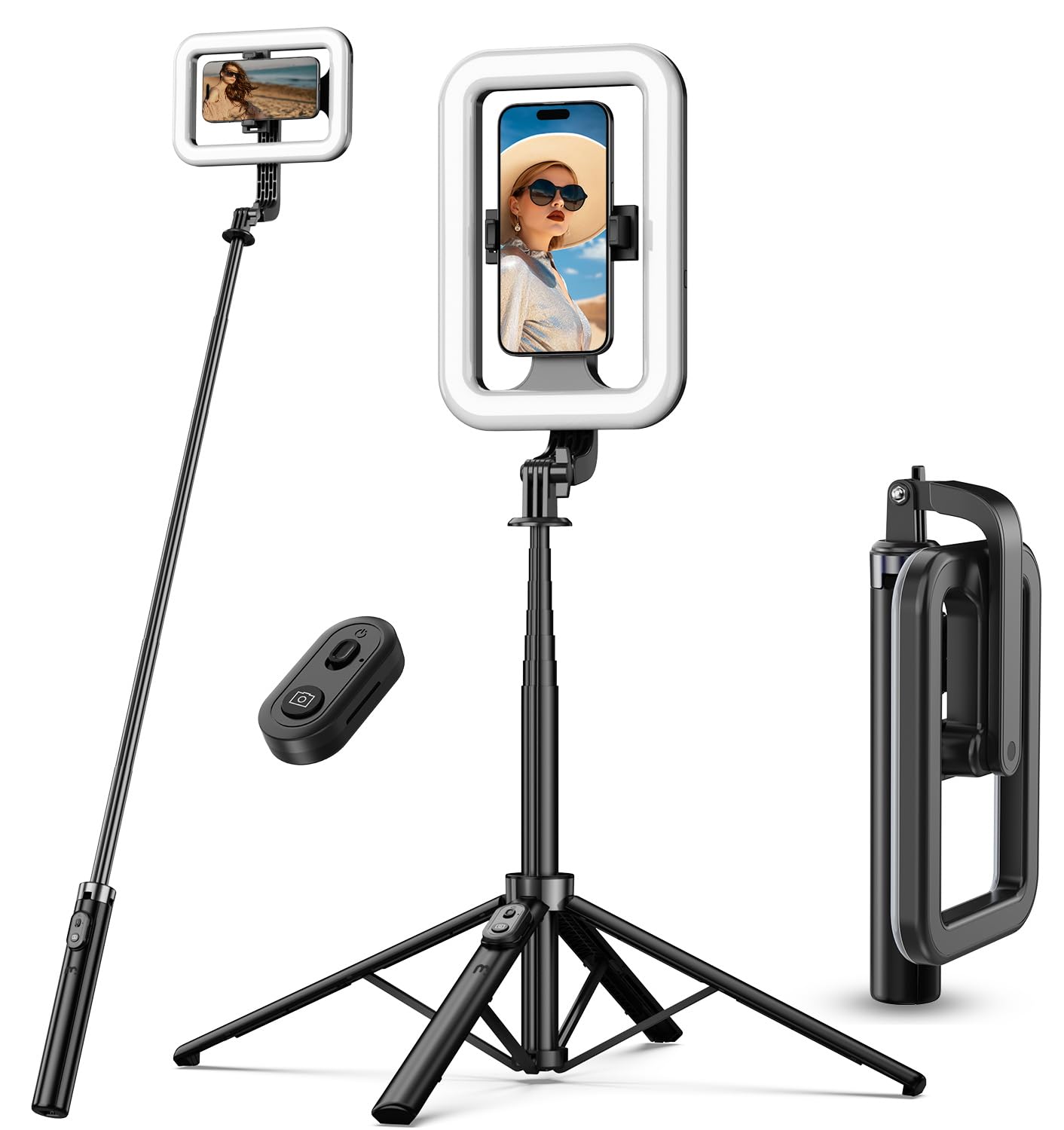 M Mybat Pro Selfie Ring Light With 72" Tripod Stand - Extendable Selfie Stick With Light For Phone, Live Streaming, Makeup, Travel, Gaming, Video, Includes Phone Holder& Usb-C Powered