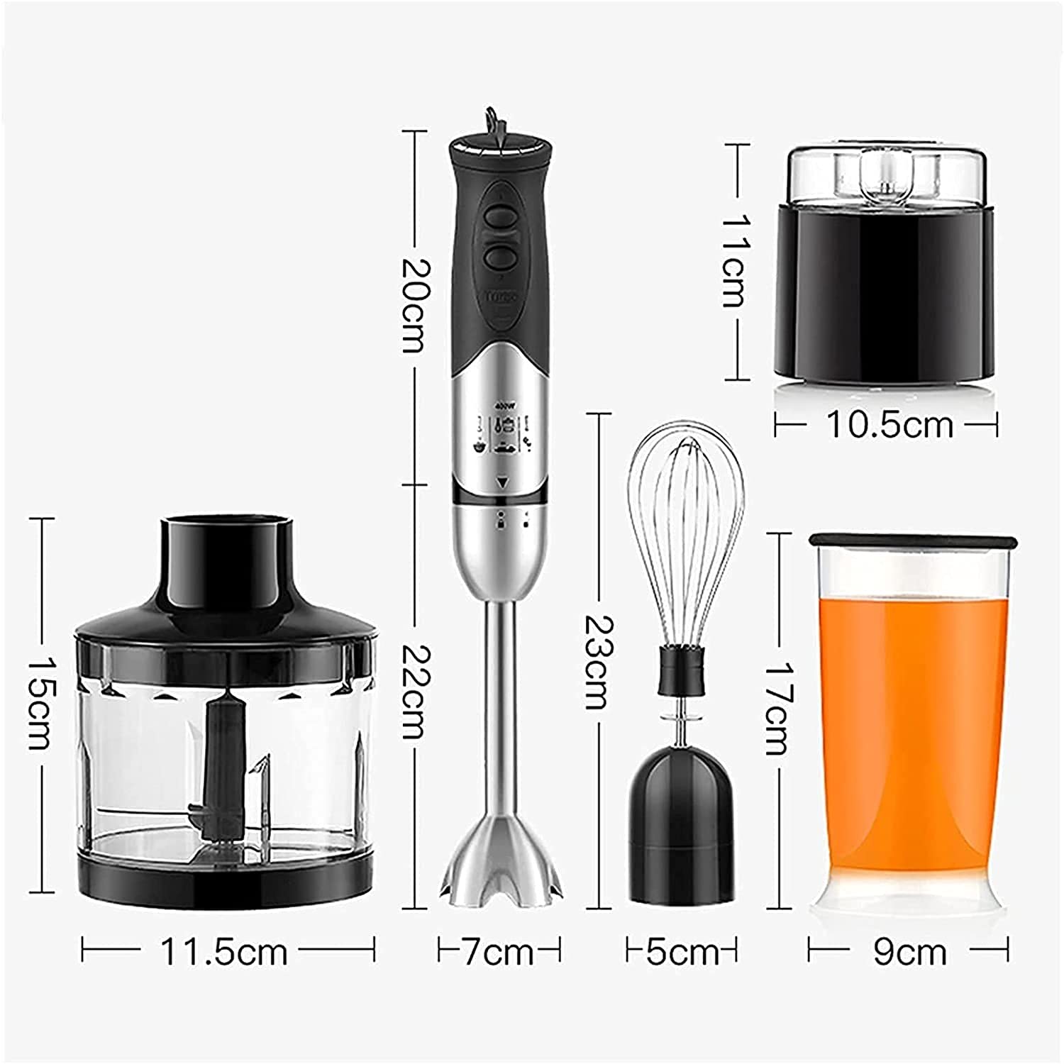 Kaabeto Multifunction Immersion Hand Blender, 6-In-1-Speed Stick Blender With 500Ml Food Grinder, Bpa-, 600Ml Container,Milk Frother,Egg Whisk,Puree Infant Food, Smoothies, Sauces And Soups