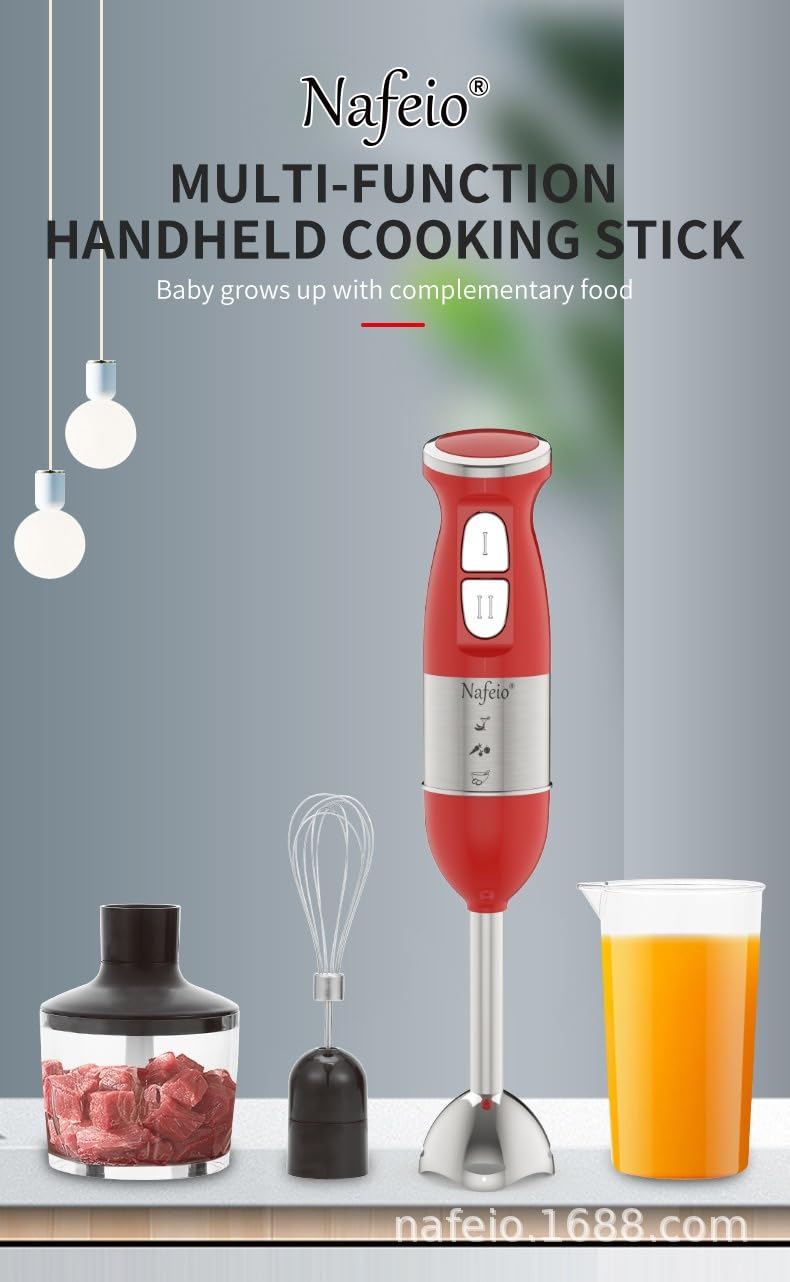 Gyxgs Electric Immersion Hand Blender 300 Watt 2 Mixing Speed With Stainless Steel Blades, Powerful Portable Easy Control Grip Stick Mixer Perfect For Smoothies, Puree Baby Food & Soup (A1)