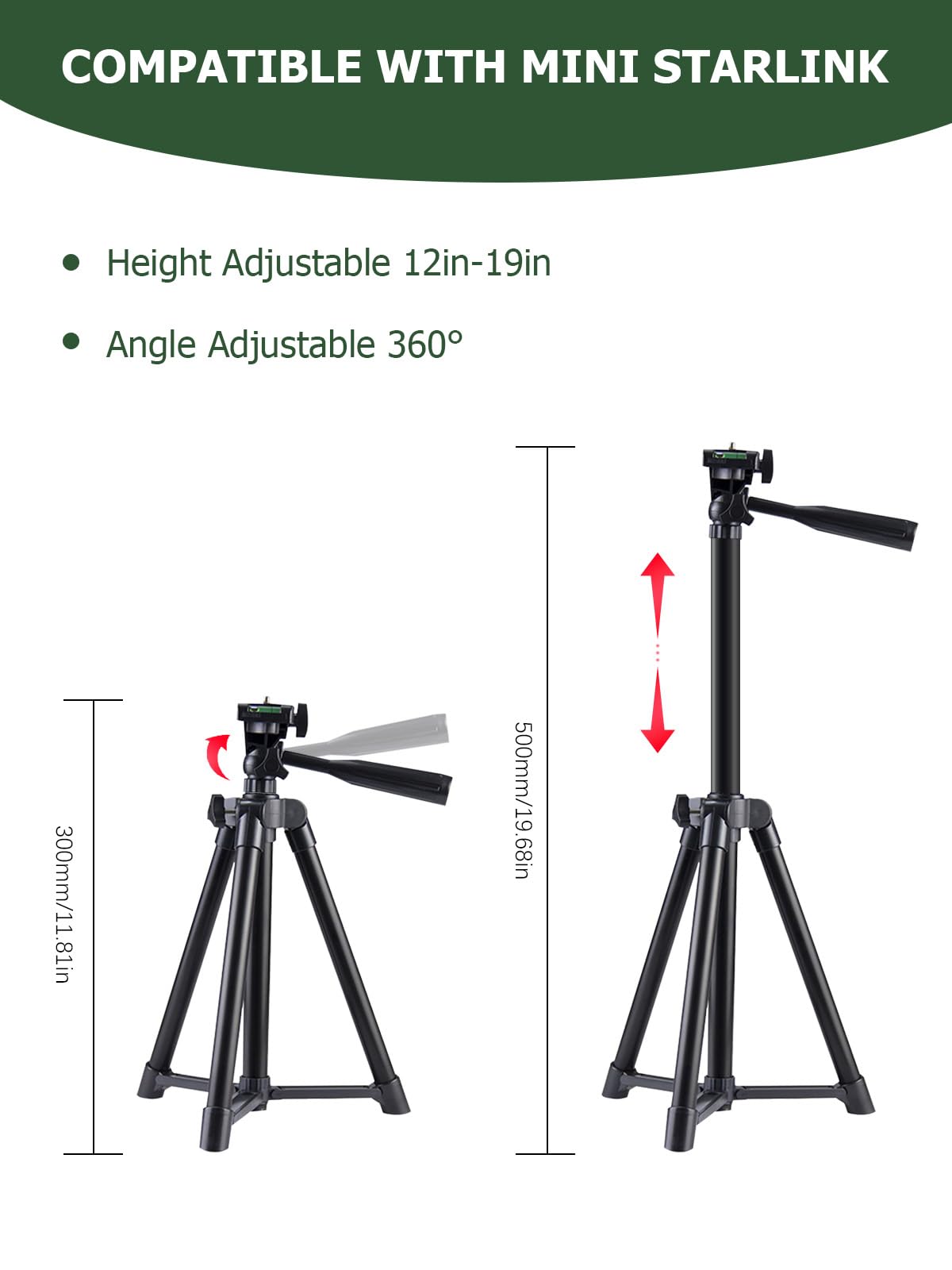 Woofwahouse Starlink Mini Tripod Mount, Starlink Mini Adapter With 1/4'' Screw Easy Mounting On Tripod Stand, Adjustable Height And Tile- Jklj-98