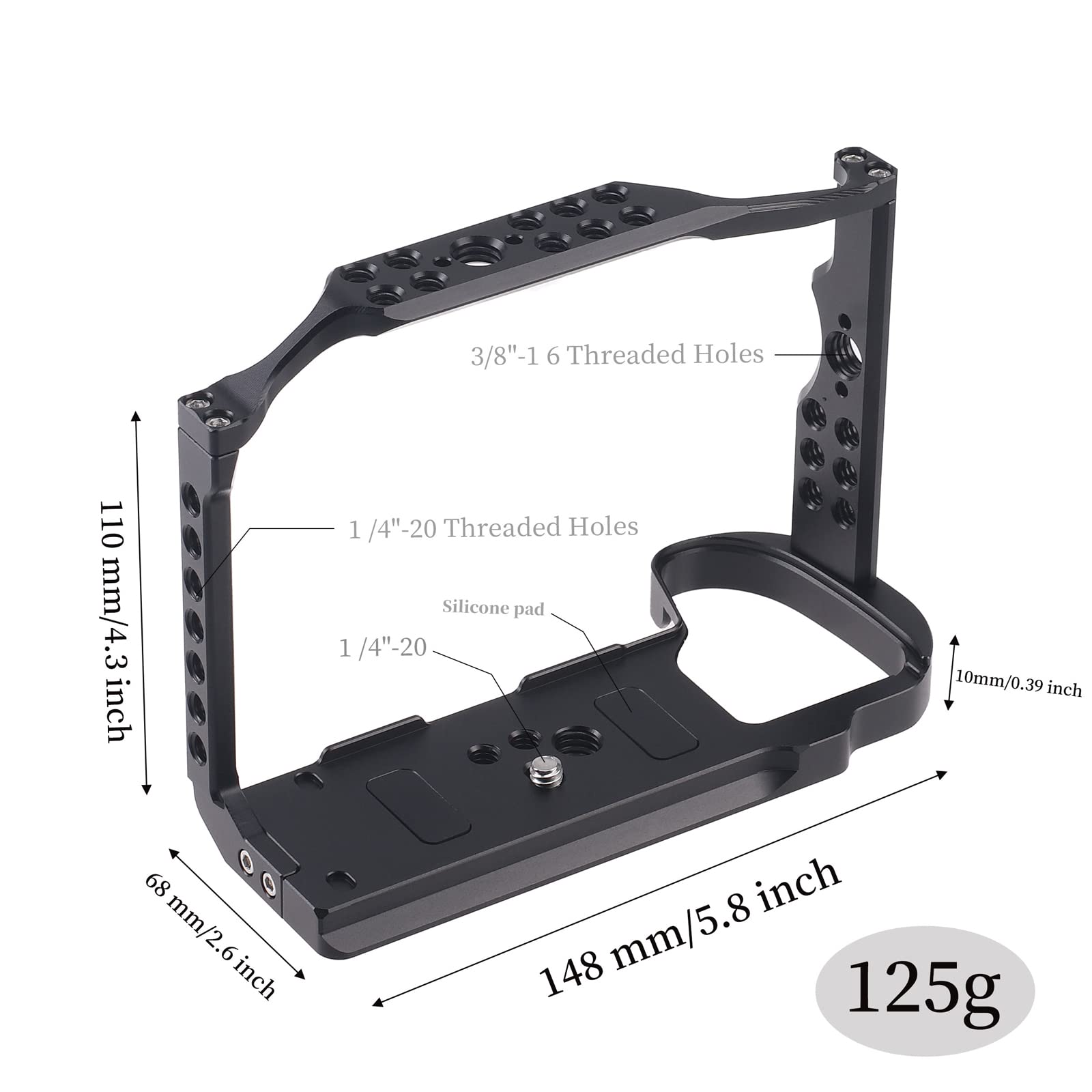 Focusfoto Camera Cage Video Filmmaking Stabilizer Rig Aluminium Alloy Extension Frame With Cold Shoe And 1/4" 3/8" Screw Mouting For Fujifilm X-H2/X-H2S Camera