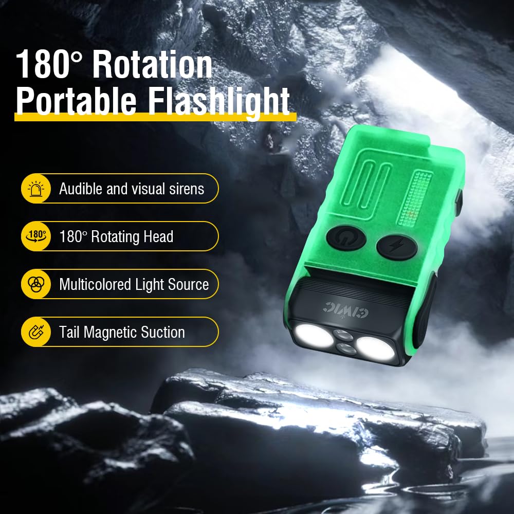 Ciwic V20 Compact Edc Flashlight, Color Cob Lamp, 1000Lm Bright Light, With Clip, Magnetic, Ip67 Waterproof, 180° Head Rotation, 14 Modes, Usb C Charging, Mini Led Pocket Keychain Light (White)