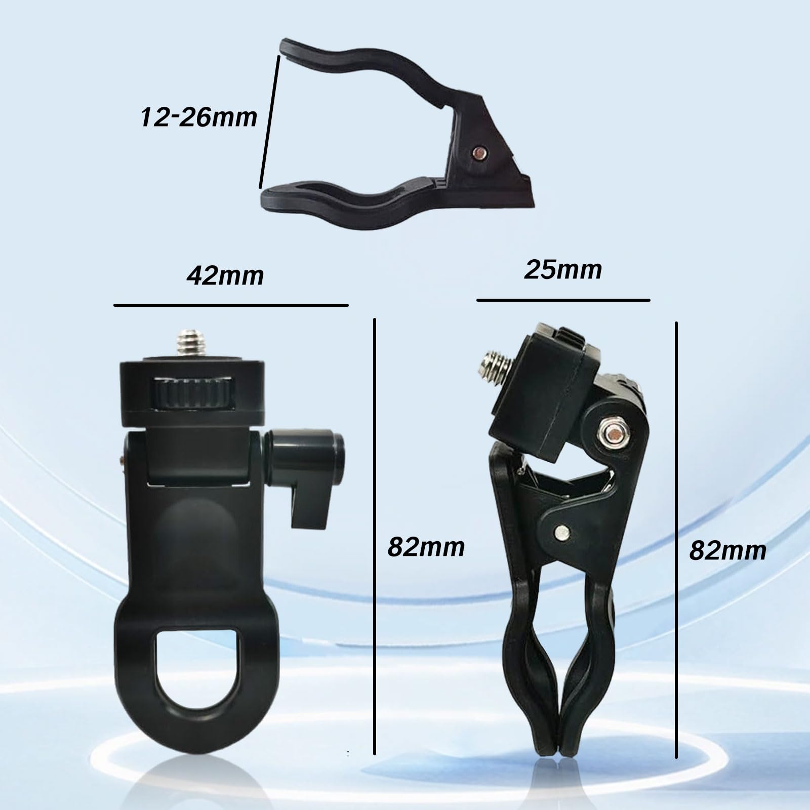 Yafiygi 2 Packs Monitor Clip Webcam Clamp Camera Mount Screen Lcd Display Top Hanger For Light Stand Phone Video Tripod Tablet Live Stream Universal 1/4 Screw Connector Holder(Black White)