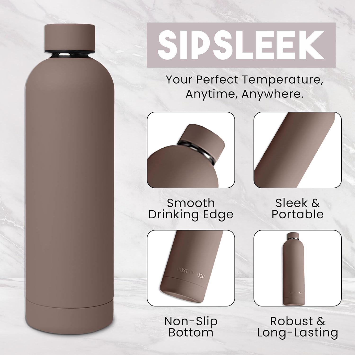Stainless Steel Water Bottle - 24 Oz Water Bottle For Men & Women - Leak Proof Reusable