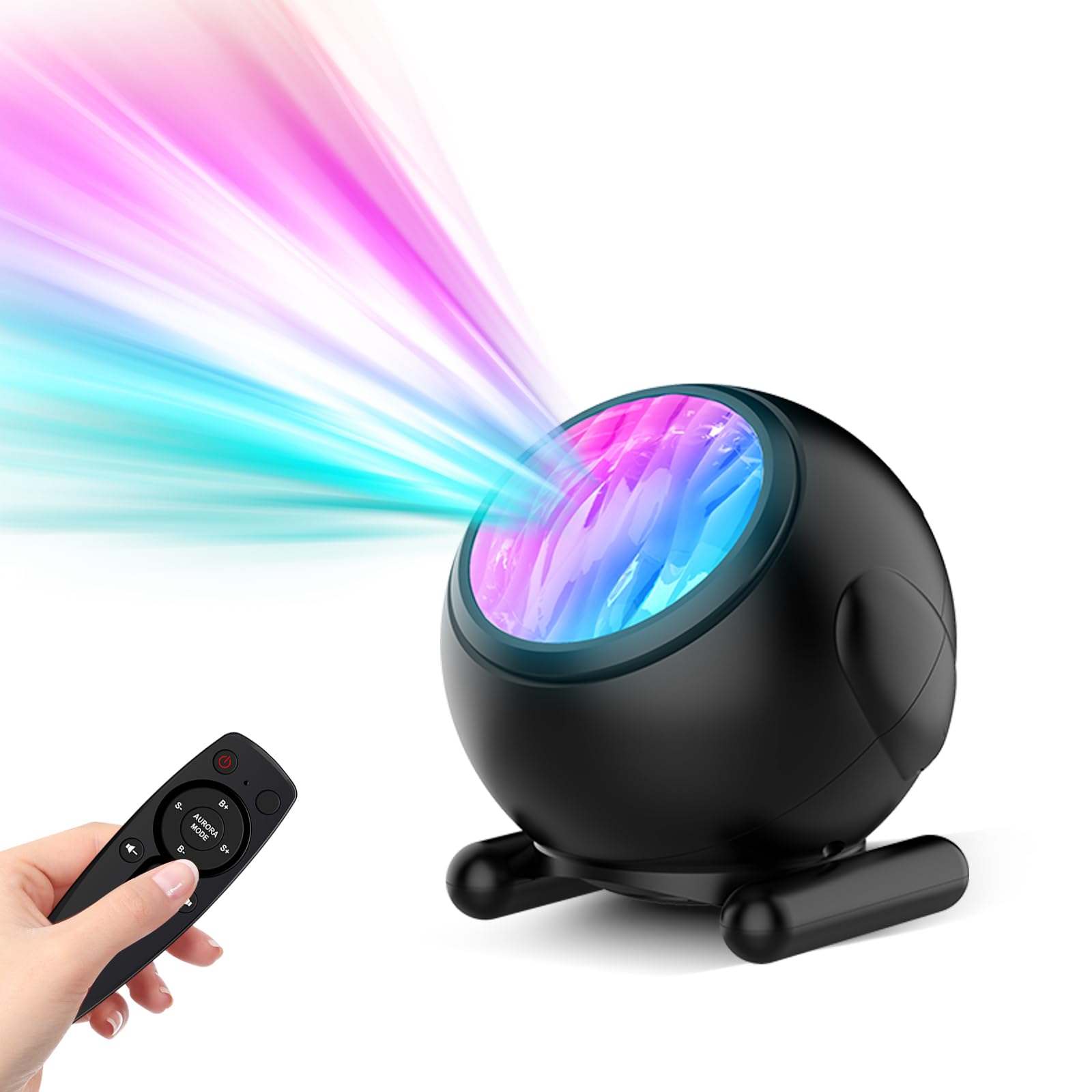 Proran Northern Lights Projector With White Noise Remote Control 8 Aurora Effects Adjustable Galaxy Bedroom Light Sleep Aid Timer
