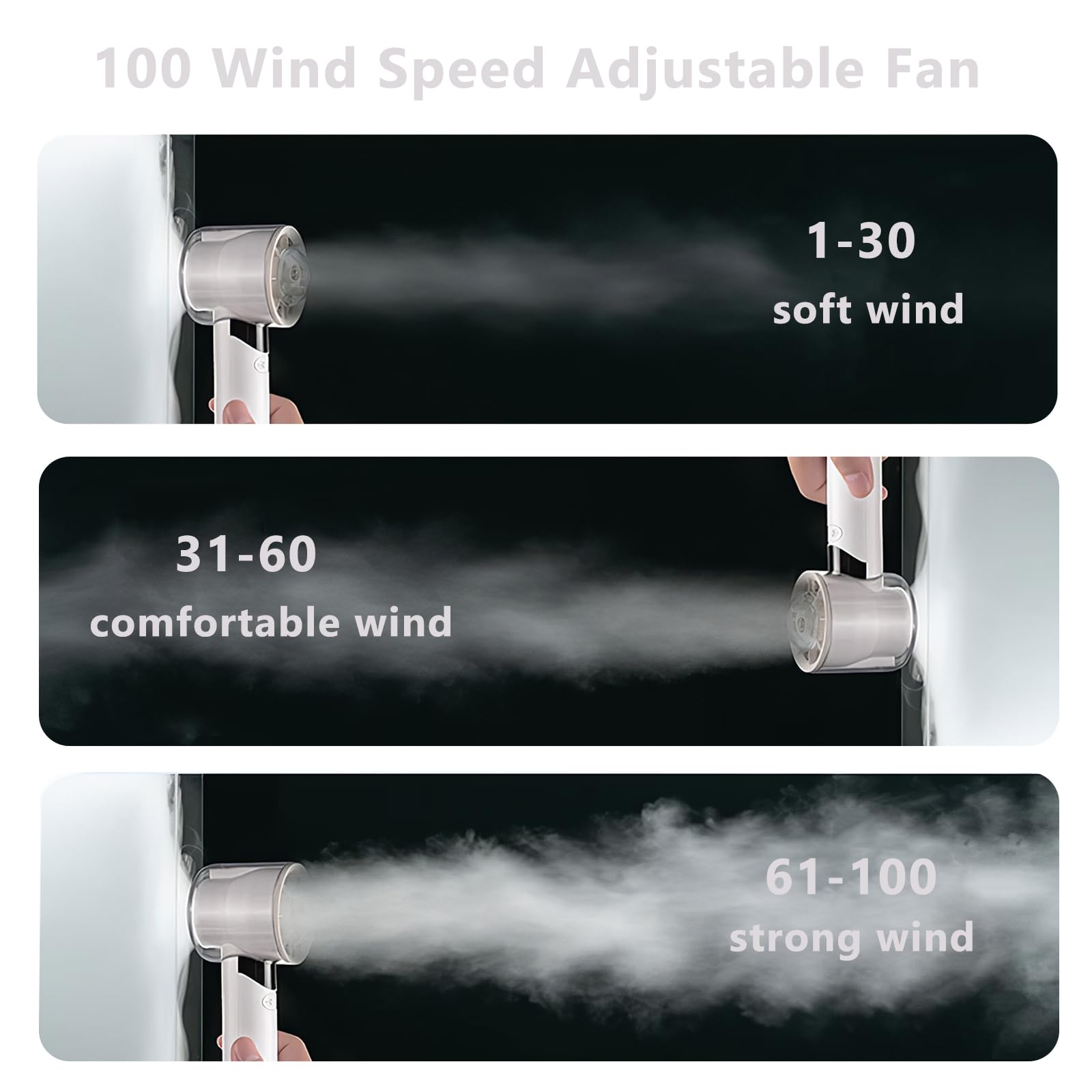 Portable Handheld Fan, Desktop Handheld Fan With Night Light Function, 100 Wind Speed Adjustable
