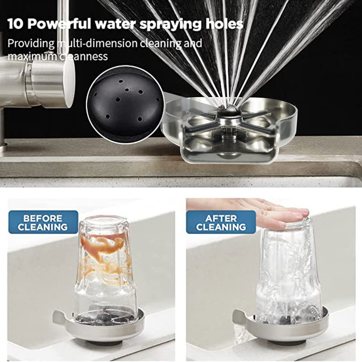 Cwpw Metal Kitchen Sink Glass Rinser Faucet Glass Rinser For Kitchen Sinks Bottle Washer Cup Washer For Sink Cup Rinser Kitchen Sink Accessories Bottle Washer For Sink(Matte Black)