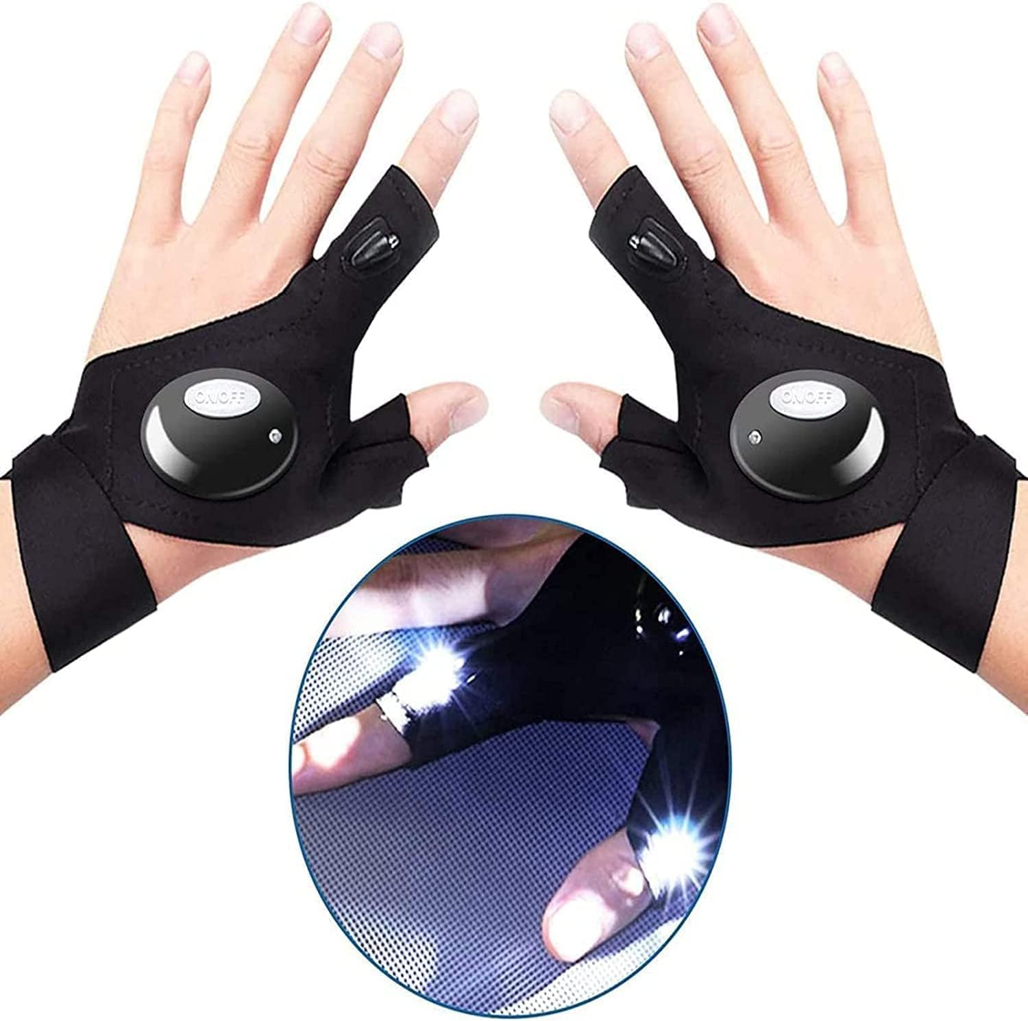 Imagilivspas 2 Led Flashlight Gloves Outdoor,Work Gloves With Light For Darkness Places, Fishing, Camping And Hiking & Tools  For Handymen Women Boyfriend Husband Diy Repairing Tools